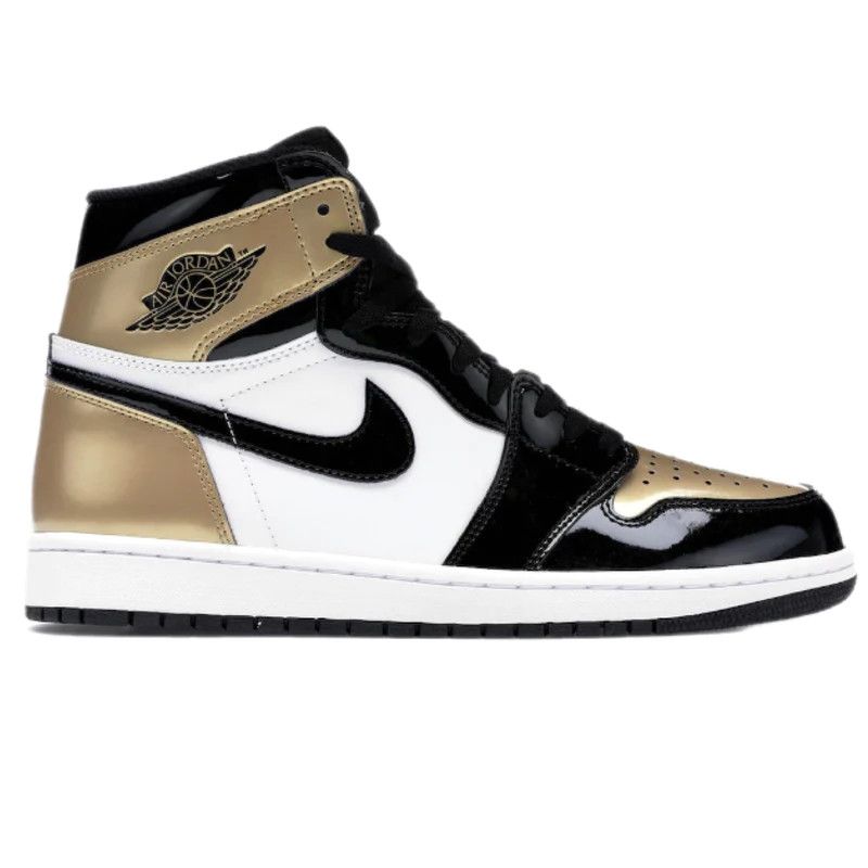 image of Jordan Brand 1 Retro High Nrg Patent Gold Toe Shoes, Men's (Size 10)