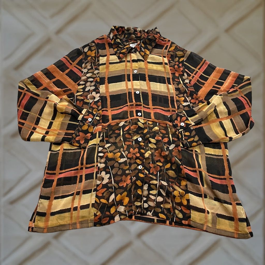 Joe Browns Graff by UM Company Button Blouse Shirt Womens XL Brown Floral Long Sleeve Top Size XL / US 12-14 / IT 48-50 - 1 Thumbnail