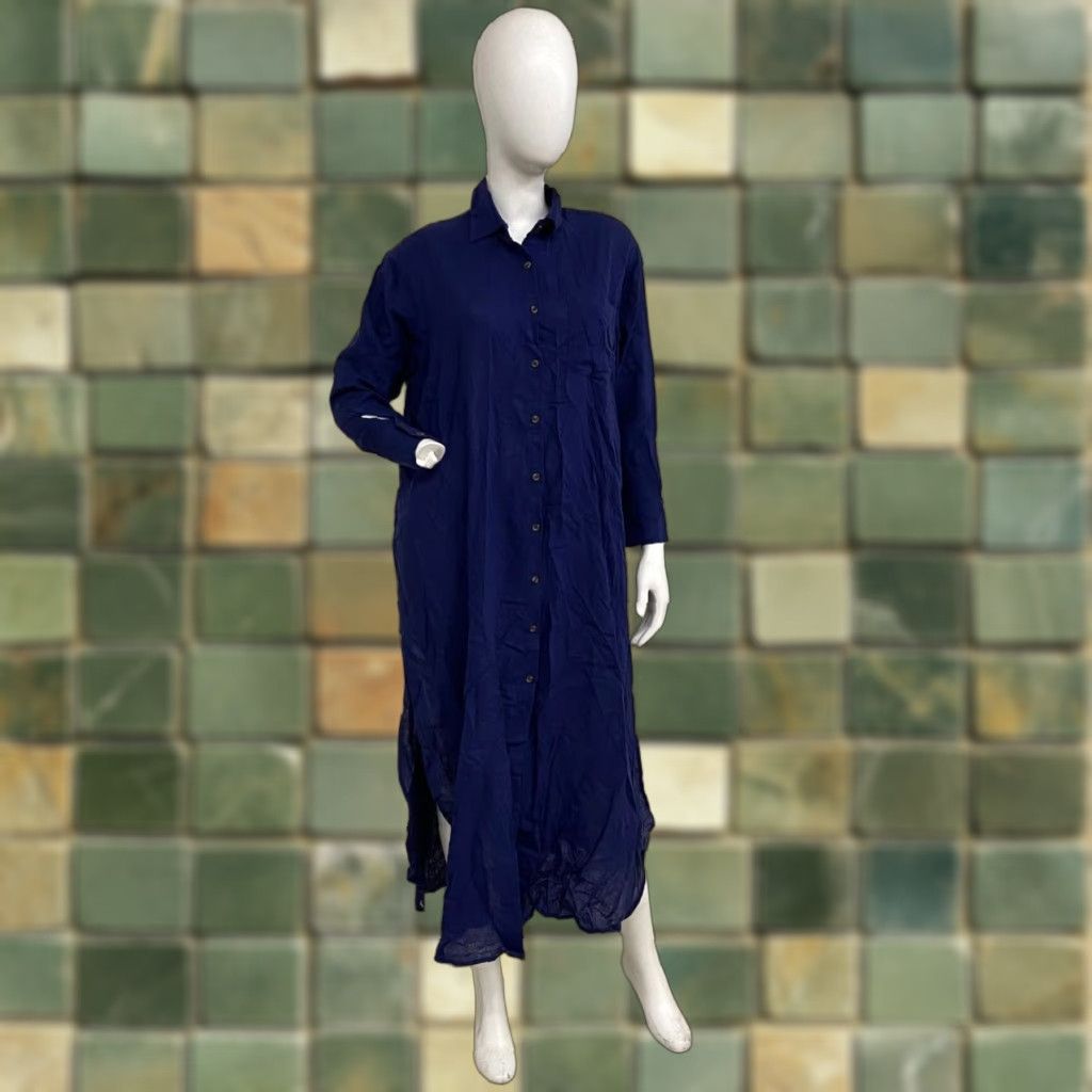 ANTHROPOLOGIE Oversized Linen Button-Front Maxi Dress Women 2XS Navy Solid  Long Petite Mens? Women - threedaughtersproperties.com