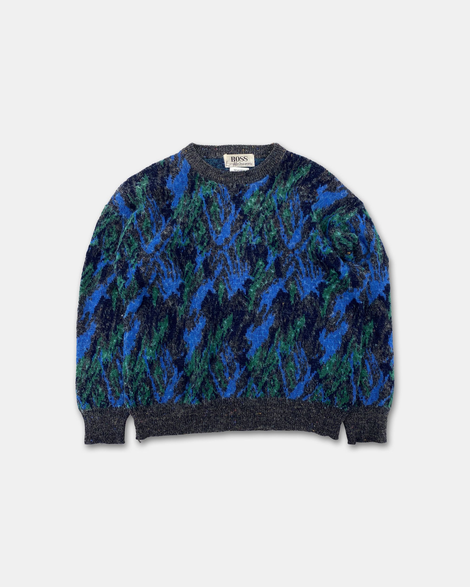 Hugo Boss 1980s Abstract Wool Knit Sweater Size US L / EU 52-54 / 3 - 1 Thumbnail