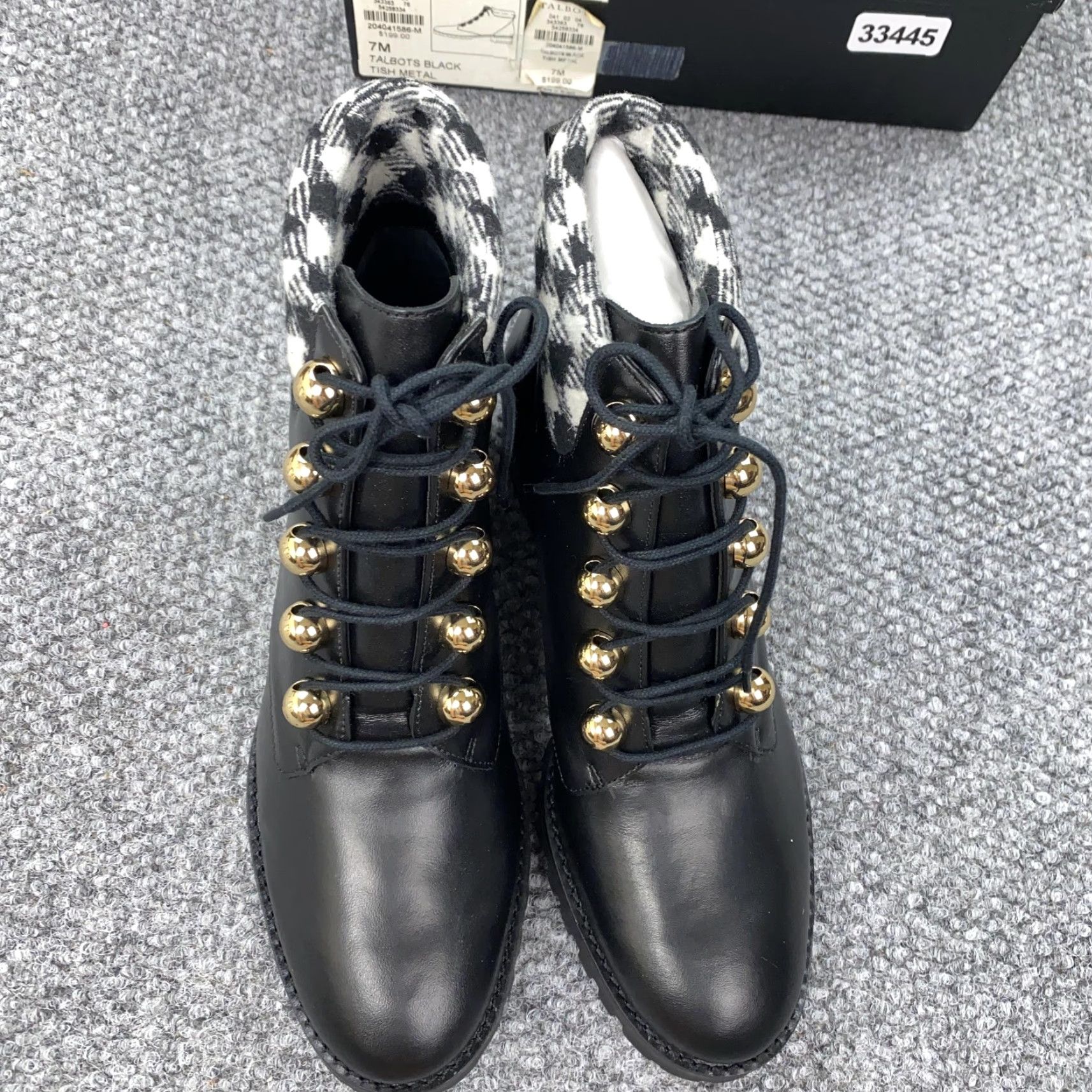 Talbots Talbots Boots Womens 7 Black Leather Combat Ankle Lug Sole Tish Metal Size US 7 / IT 37 - 5 Thumbnail