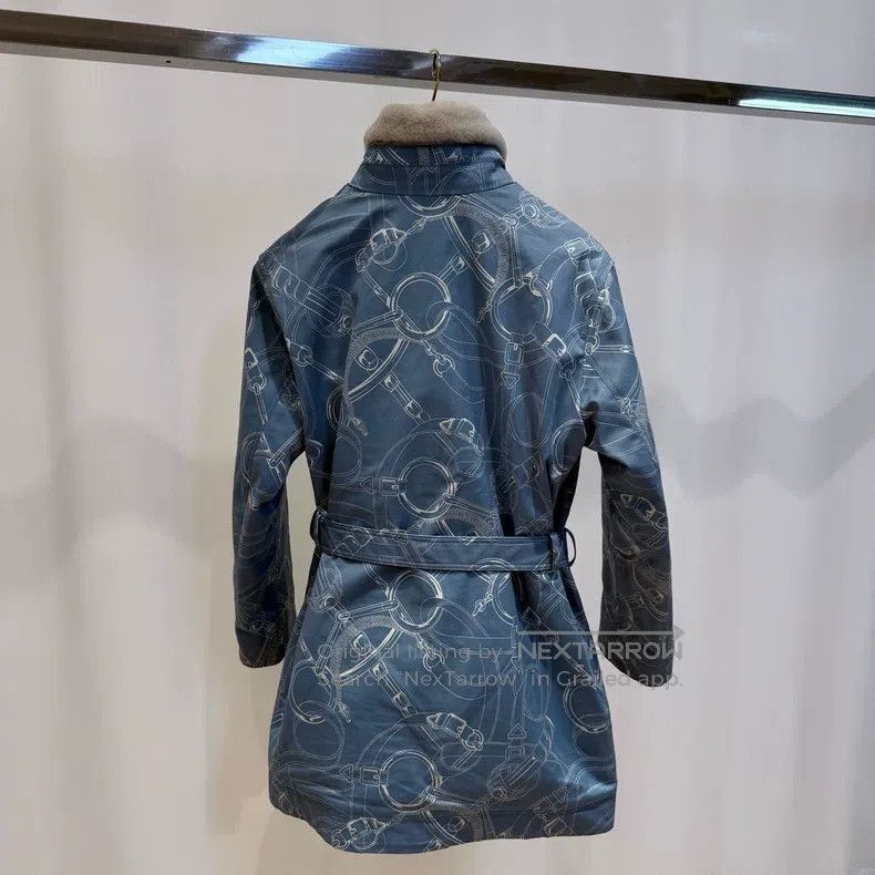 Hermes Hermes Blue and White Printed Parka Cotton Jacket Size XXS / US 00 / IT 34 - 5 Thumbnail