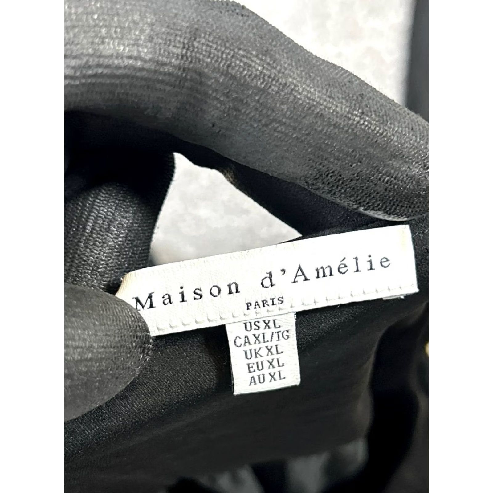 Vintage Maison D'Amelie Shirt Womens XL Black Blouse V-Neck Pullover Casual Short Sleeve? Size XL / US 12-14 / IT 48-50 - 3 Thumbnail