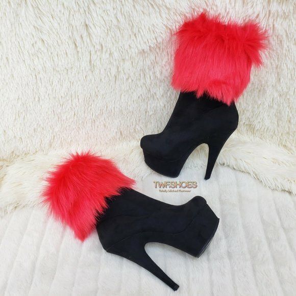 Other 1000 Furry Faux Fur Changeable Cuffs / Collars Platform Ankl Size US 6 / IT 36 - 9 Thumbnail