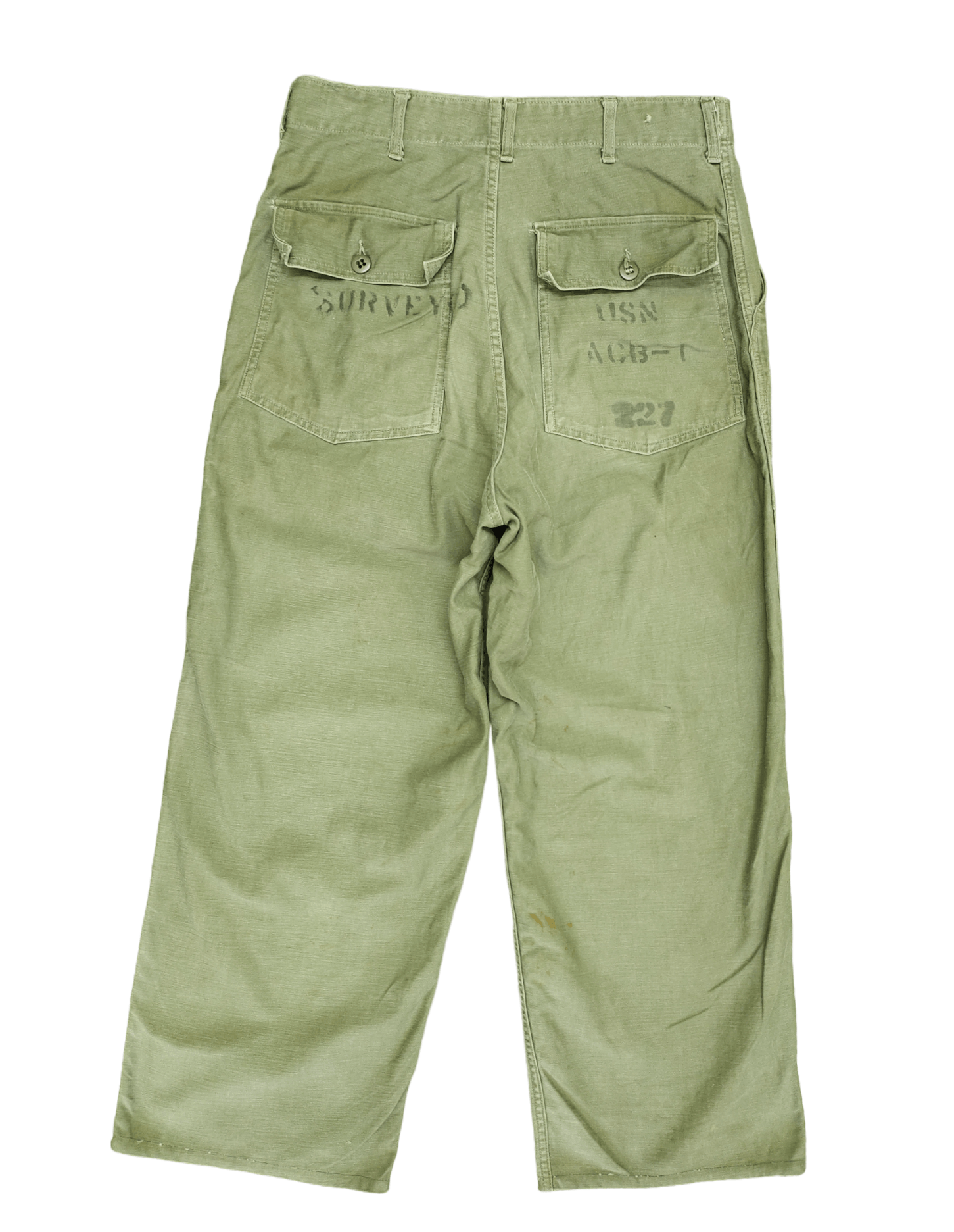 image of Archival Clothing x Military Og Usn Acb-1 107 Sateen Fatigue Pants 60S 70's Nam Era, Men's (Size 30