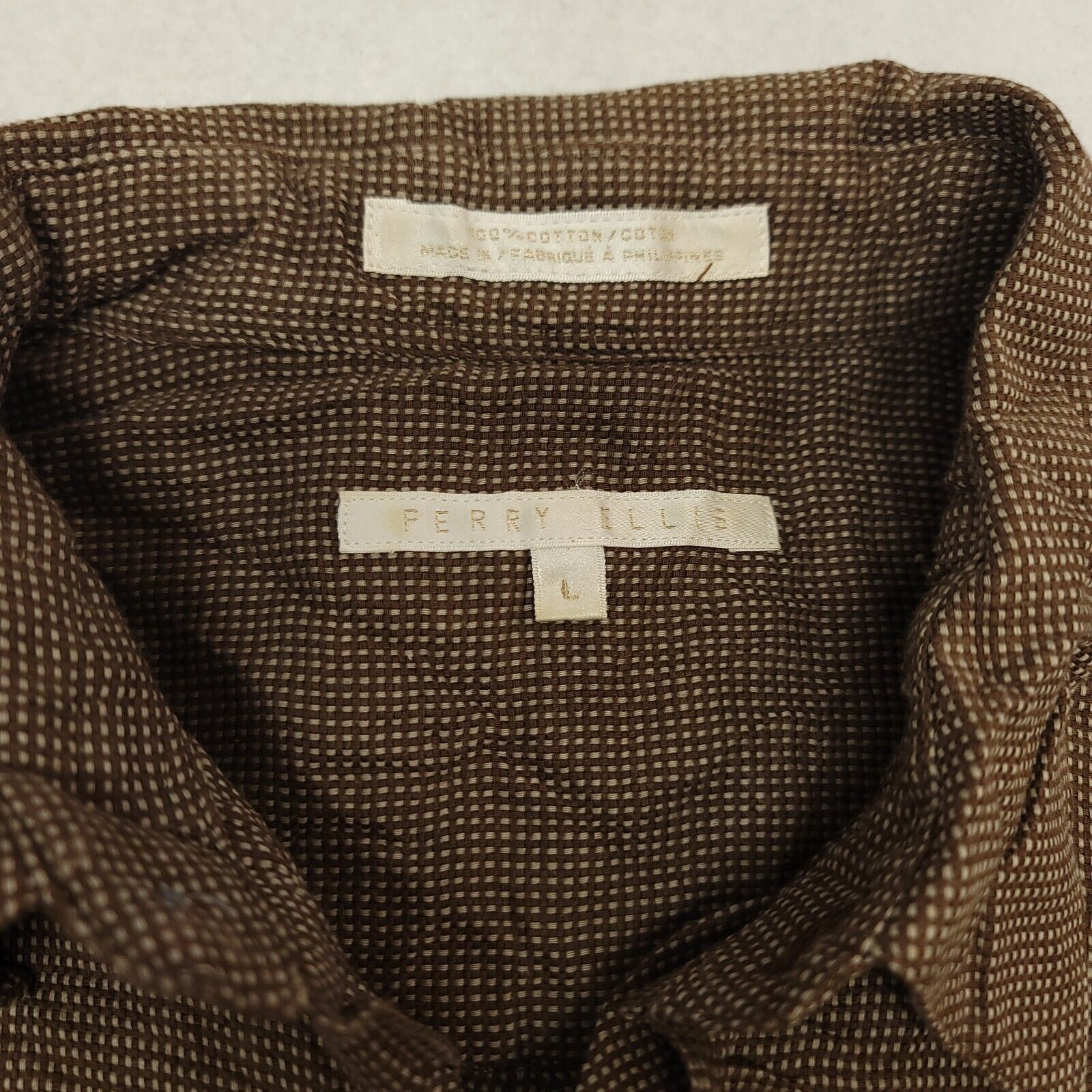 Perry Ellis Perry Ellise Casual Long Sleeve Shirt Mens Size Large Brown Size US L / EU 52-54 / 3 - 3 Thumbnail
