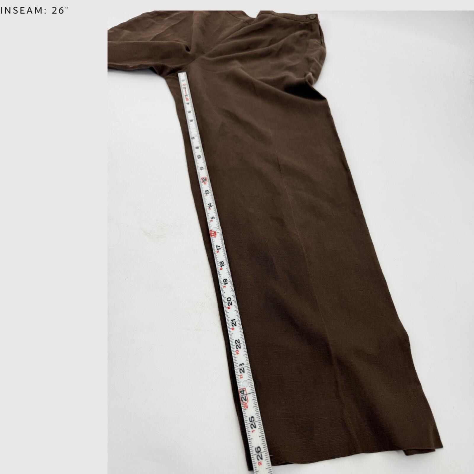 Jaeger Vintage Jaeger Silk Linen Trousers Brown Straight Leg 6 Size 28" / US 6 / IT 42 - 6 Thumbnail