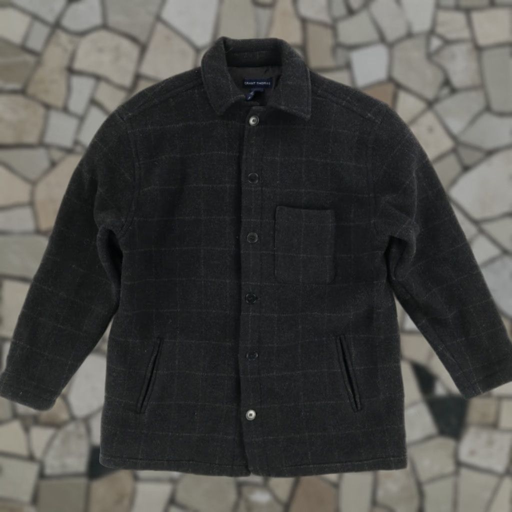 Vintage Grant Thomas Heavy Wool Malone Plaid Jacket Black Men M Shirt Size US M / EU 48-50 / 2 - 1 Thumbnail