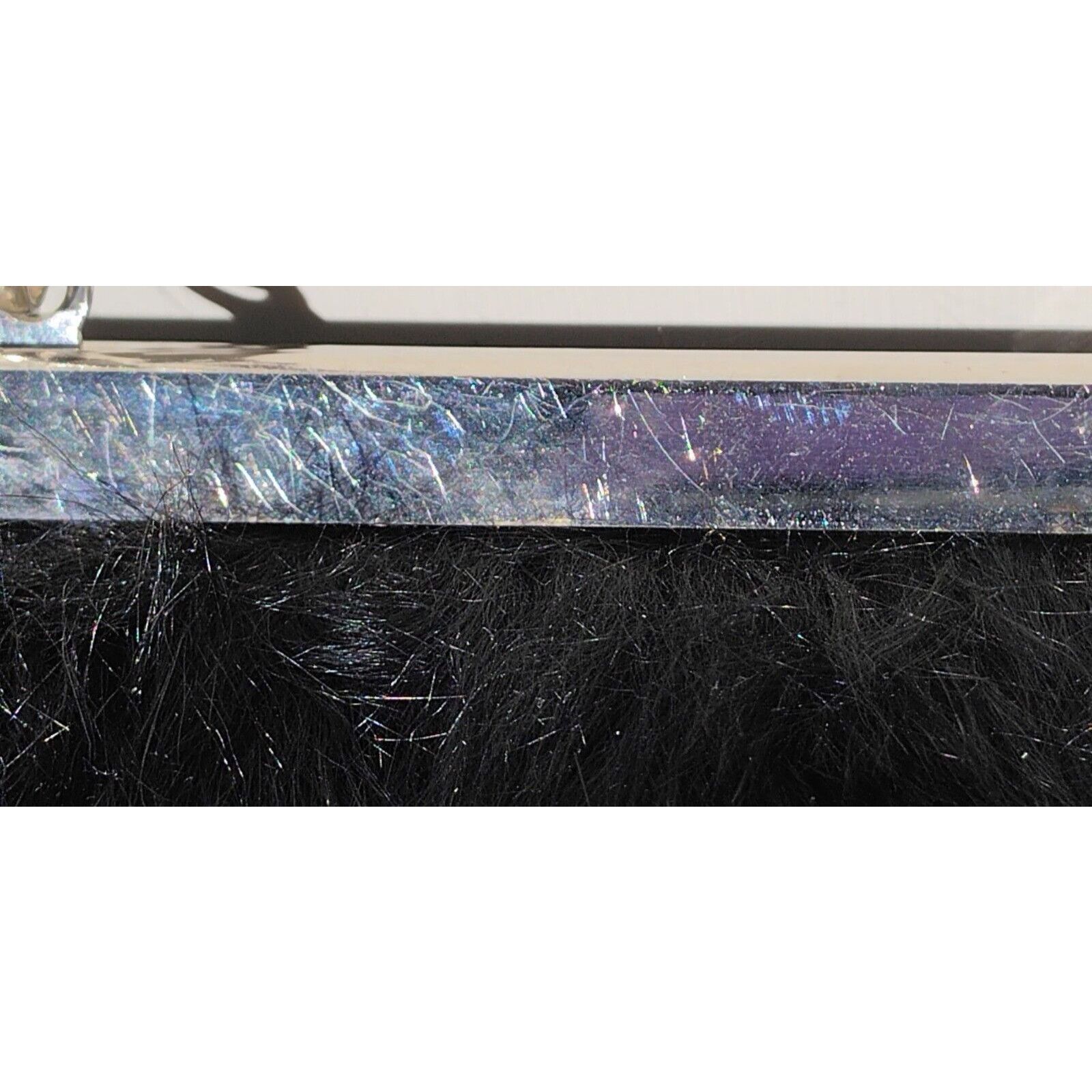 Other Black Faux Fur Shoulder Purse Formal Chain/Extra 13" Strap Size ONE SIZE - 8 Thumbnail