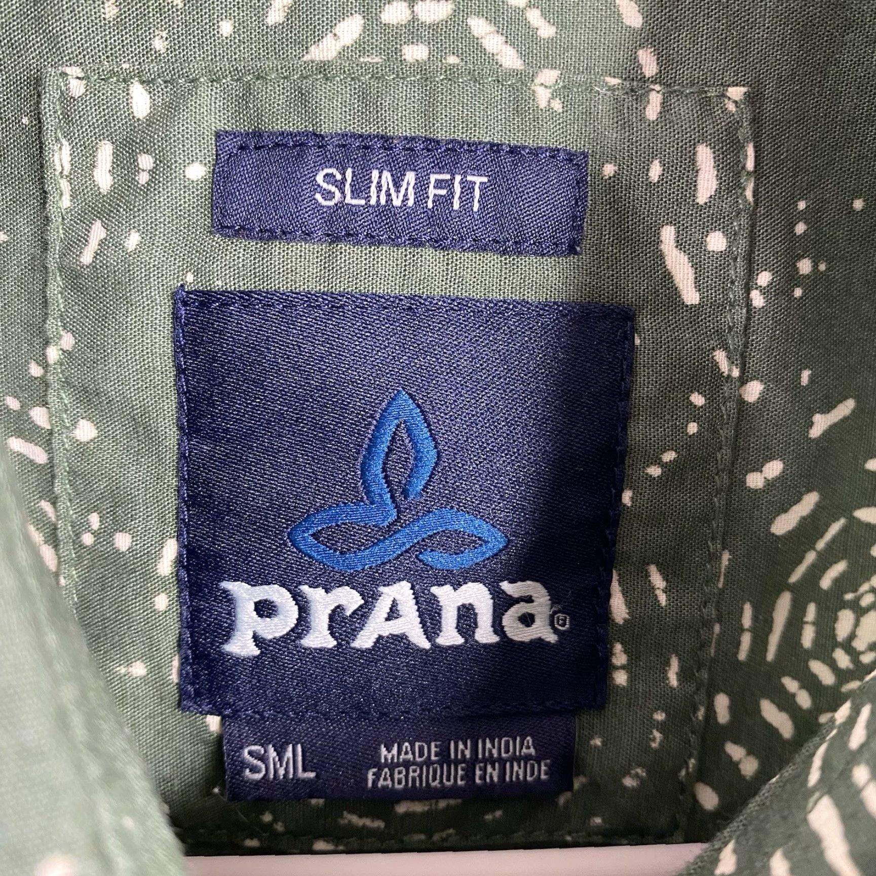 Prana prAna Button-Down Shirt Mens S Slim Fit Green Print Short Sleeve Pocket Hiking Shirt Size US S / EU 44-46 / 1 - 4 Thumbnail