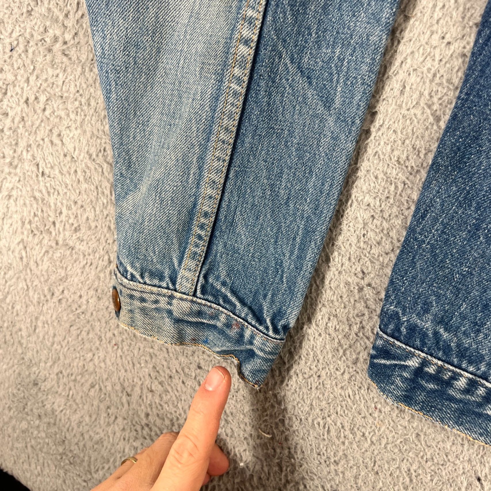Denime VINTAGE Gauchos Denim Jacket Small Cropped Snap Up Light Wash USA Bomber Jacket Unisex Adults Blue Denim Chuck USA Size US S / EU 44-46 / 1 - 3 Thumbnail