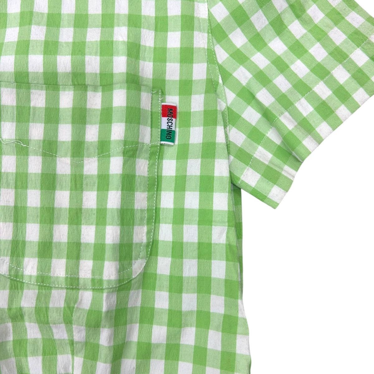 Moschino MOSCHINO Womens green gingham button up shirt Size 46 Size L / US 10 / IT 46 - 5 Thumbnail