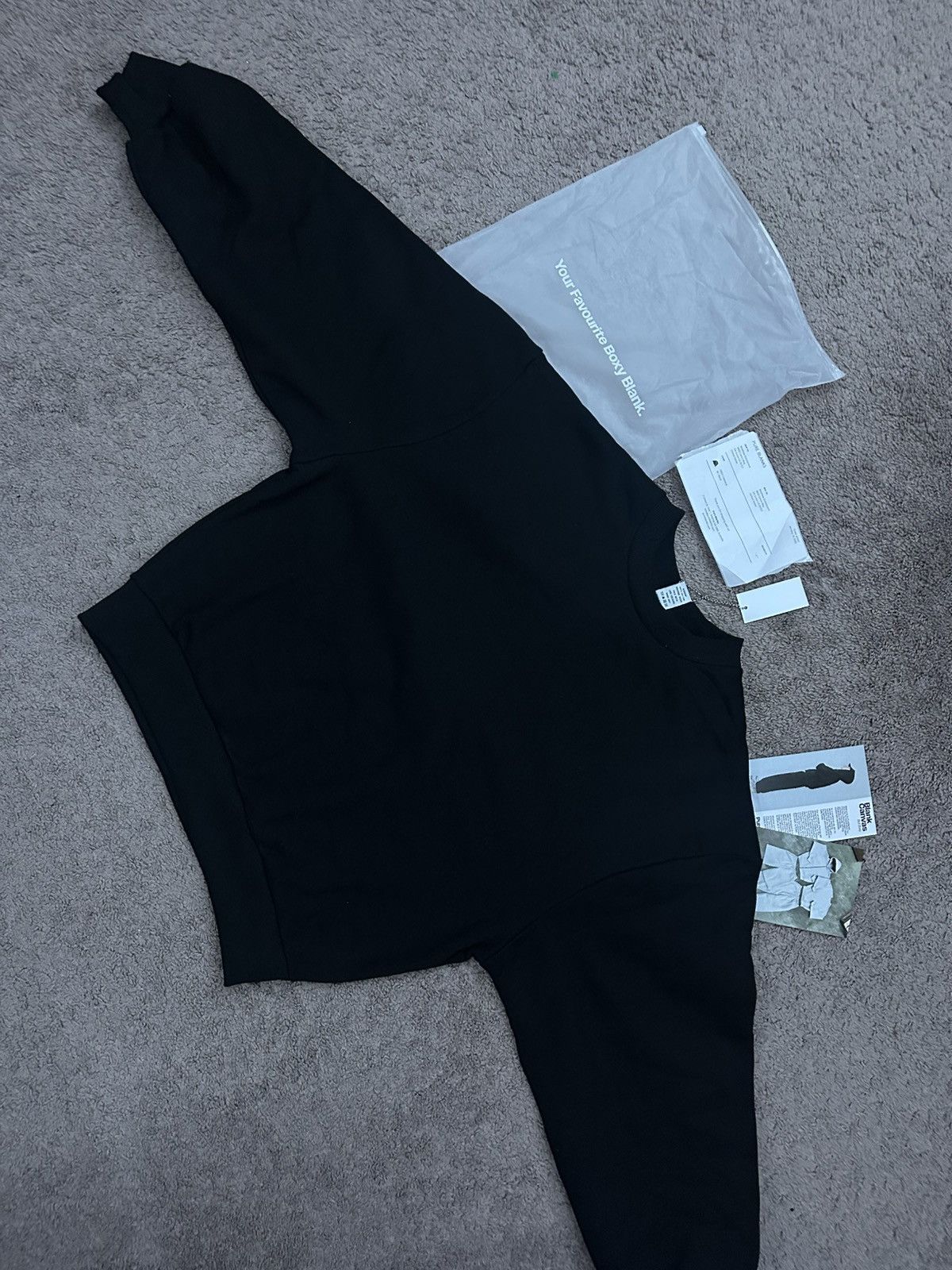 Boxy Black Blank Crewneck Sweatshirt