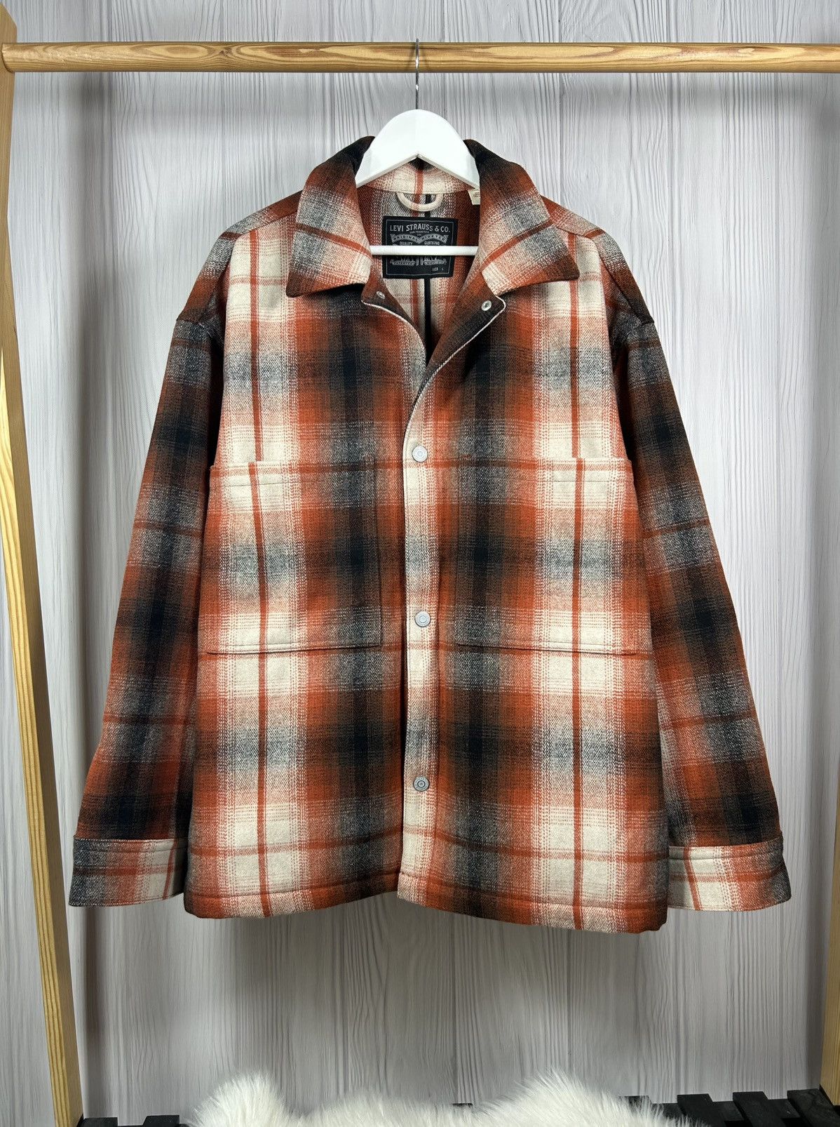 Levi's Levi’s Portola Chore Coat Wool Blend Plaid Flannel Snap Size US L / EU 52-54 / 3 - 2 Thumbnail