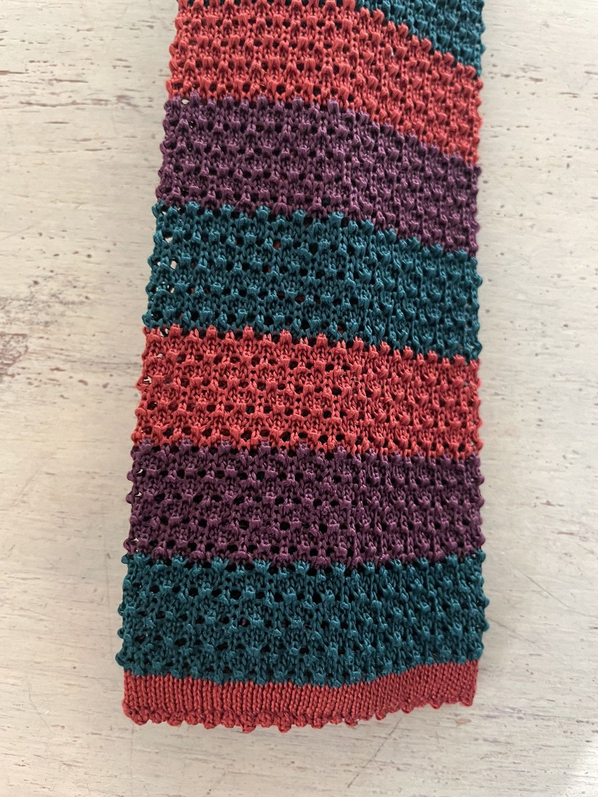 Paul Stuart Striped Silk Knit Tie Size ONE SIZE - 5 Thumbnail