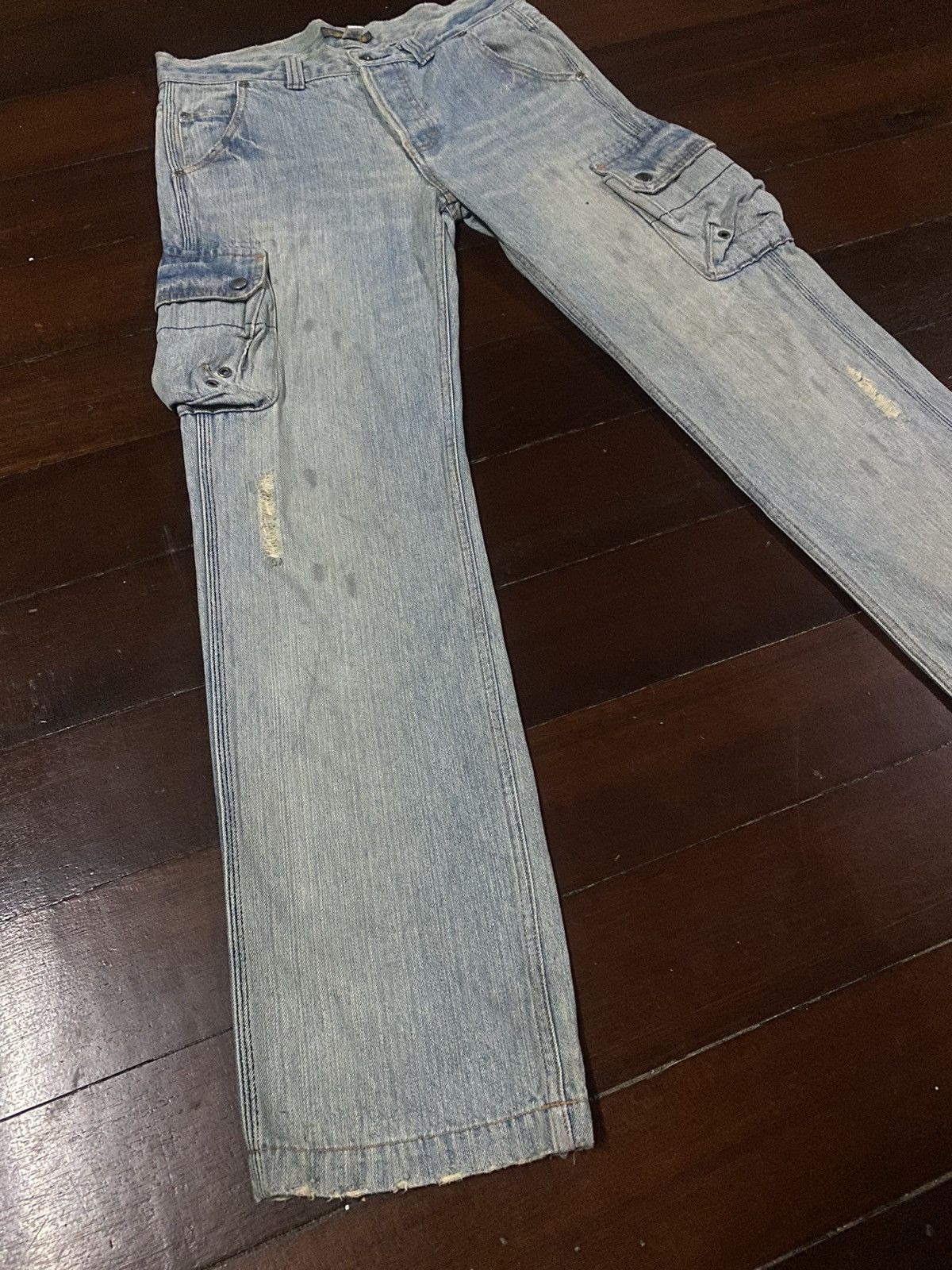 Japanese Brand FIRE 🔥 CUBE SUGAR CARGO MULTI POCKETS FLARE JEANS Size US 34 / EU 50 - 3 Thumbnail