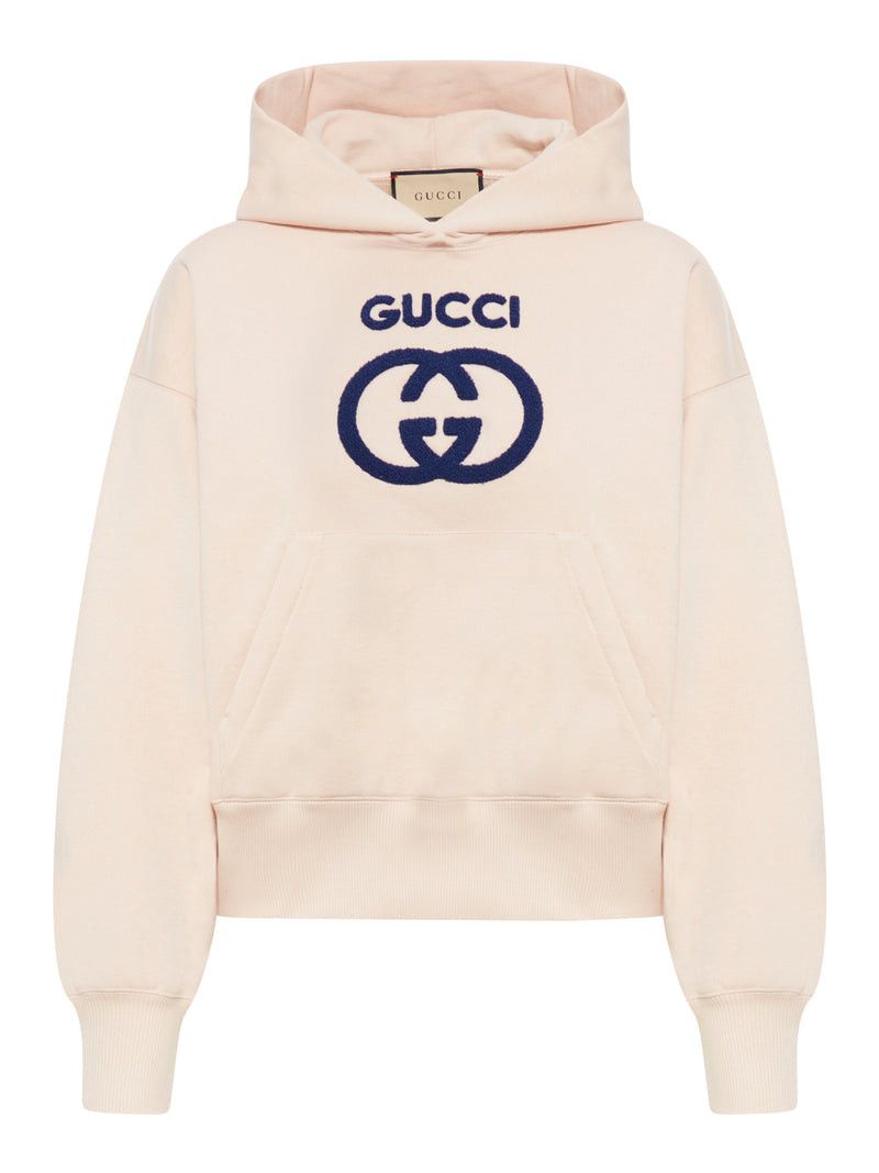 image of Gucci Cotton Jersey Sweatshirt With Embroidery in Beige, Women's (Size XS)