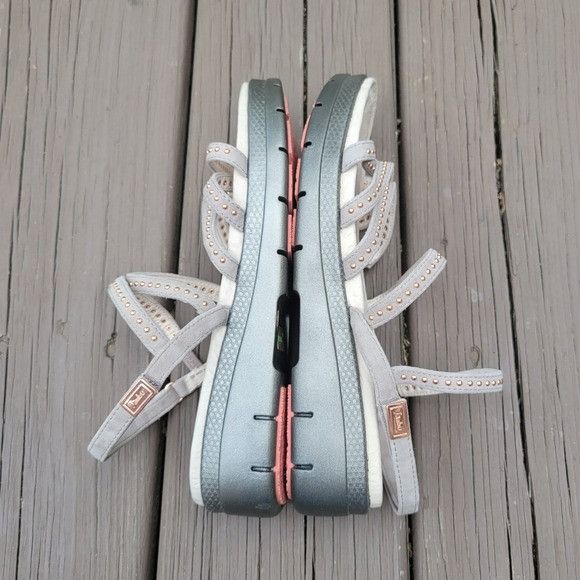 Other Jambu Elegance Gray Leather Strappy Gladiator Rose Gold Stud Size US 8 / IT 38 - 3 Thumbnail