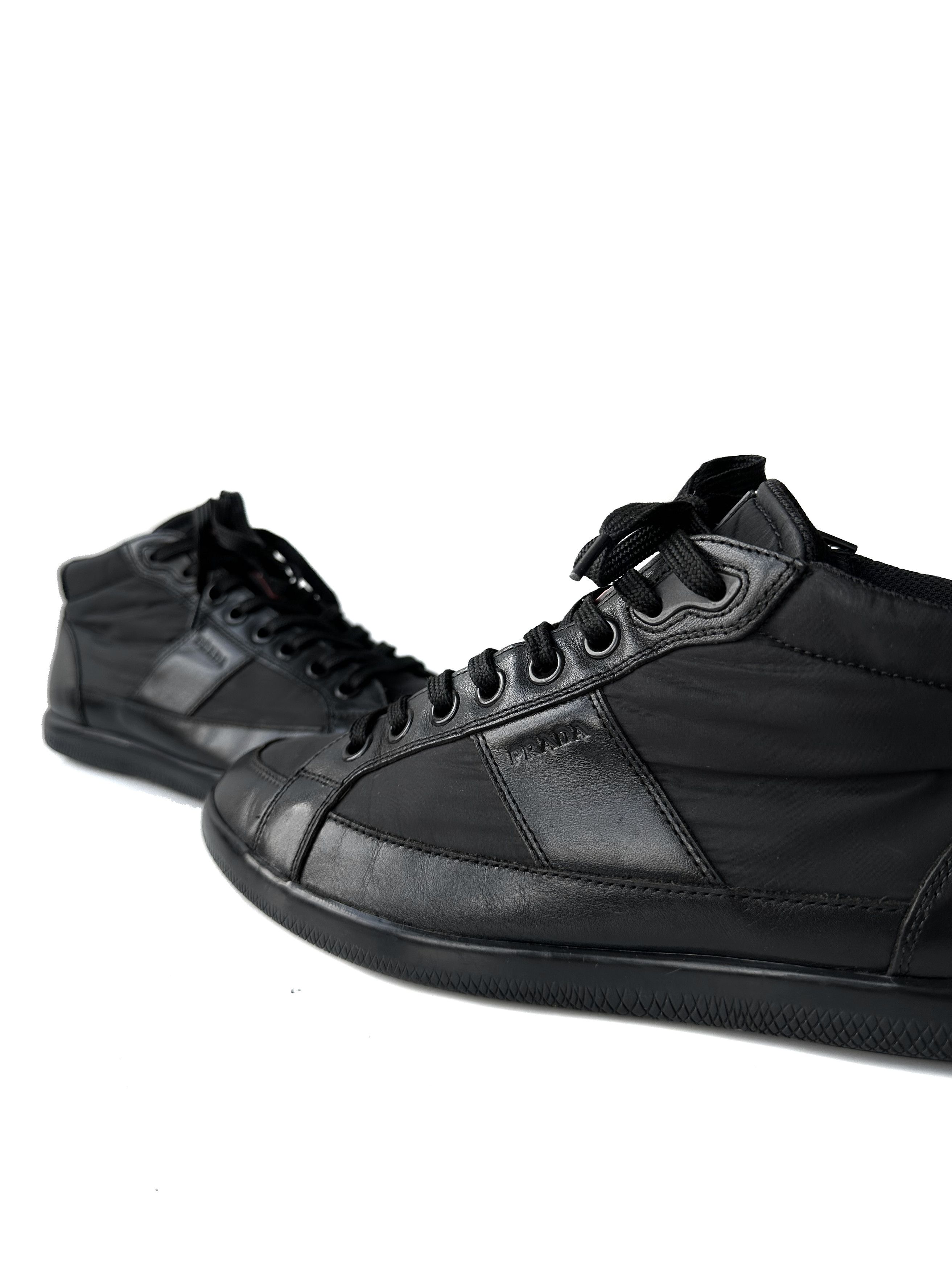 Prada Prada black leather/nylon hitop sneakers Size US 8 / EU 41 - 4 Thumbnail