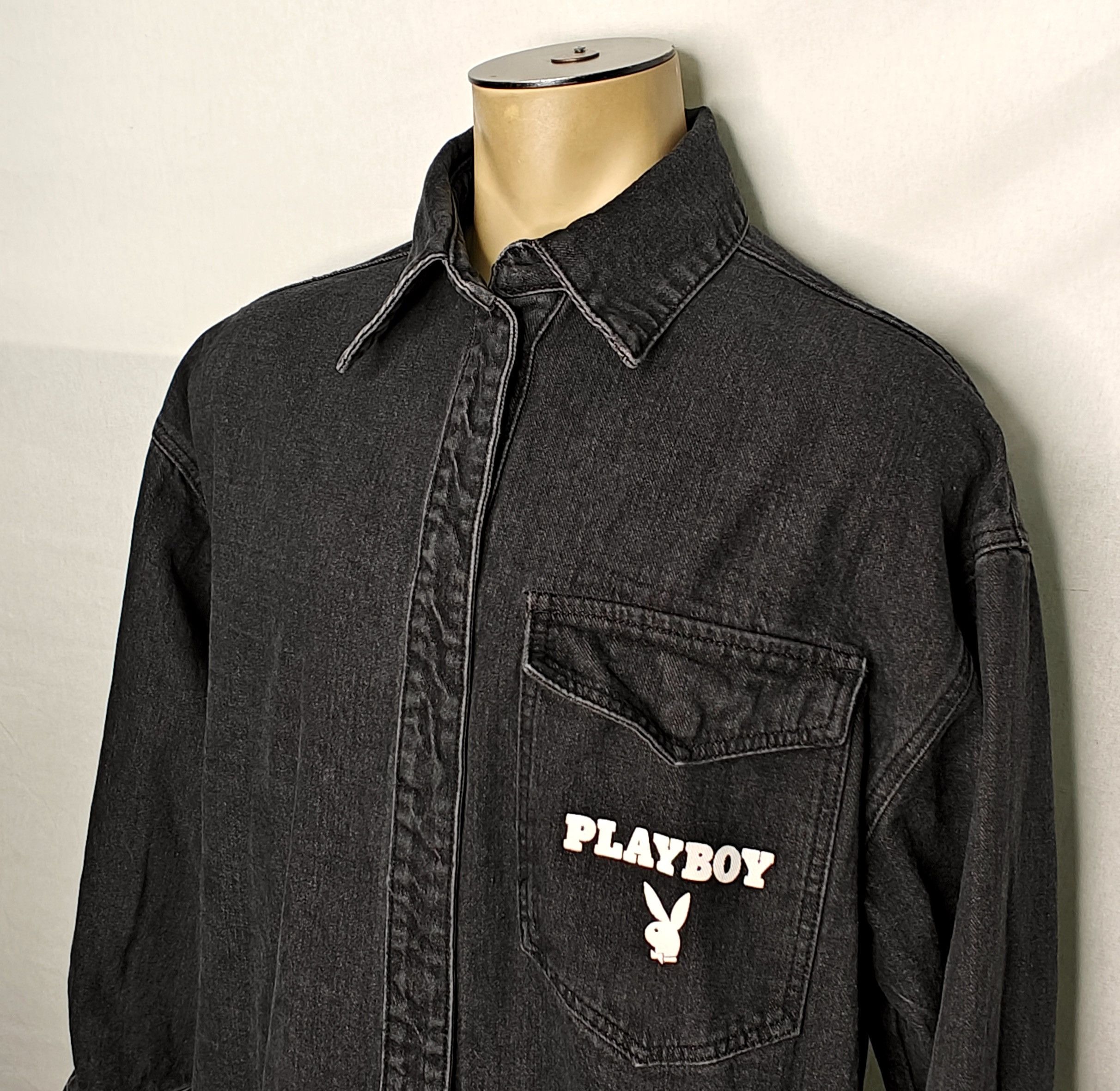 Playboy Mint Playboy black heavyweight jean denim jacket shirt Size US M / EU 48-50 / 2 - 3 Thumbnail
