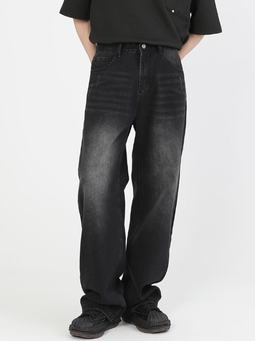 Japanese Brand × Jean Japanese retro washed distressed wide-leg straight jeans Size US 32 / EU 48 - 1 Thumbnail