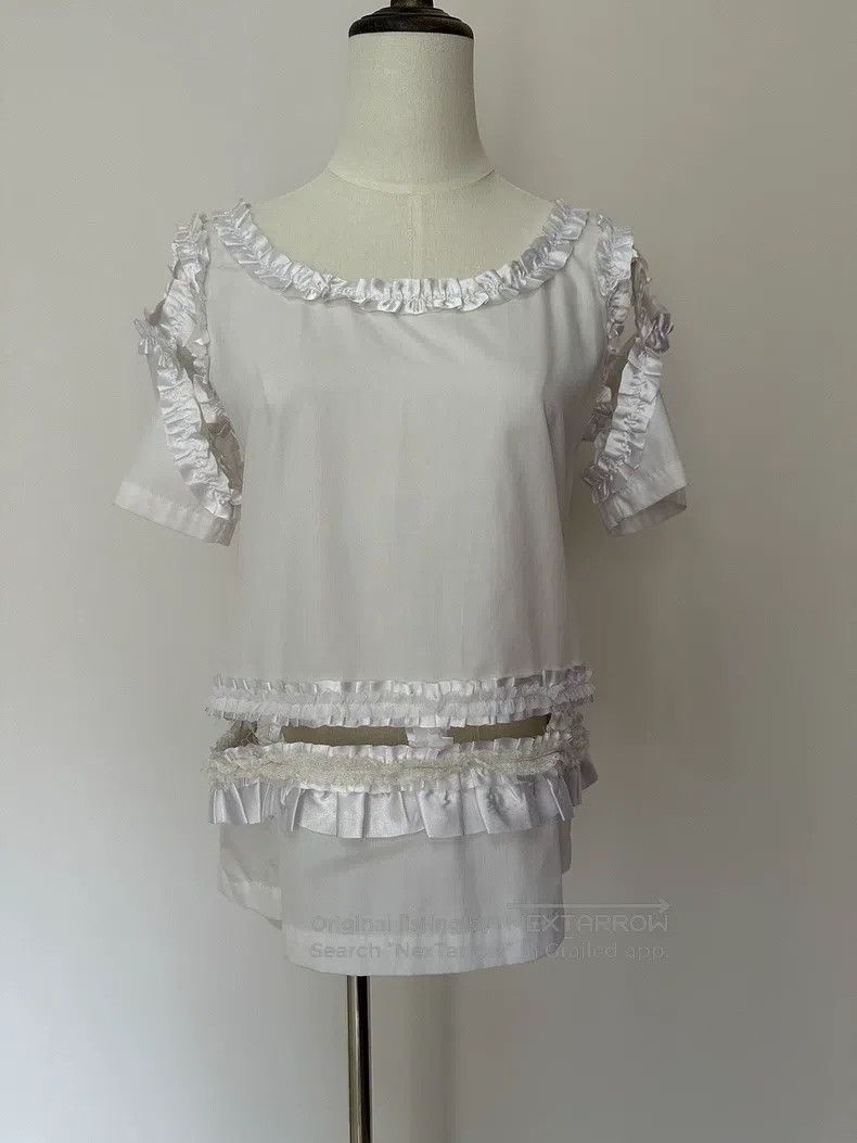 Comme des Garcons Comme Des Garcons White Cotton Lace Frill Off-shoulder Sho Size XS / US 0-2 / IT 36-38 - 1 Thumbnail