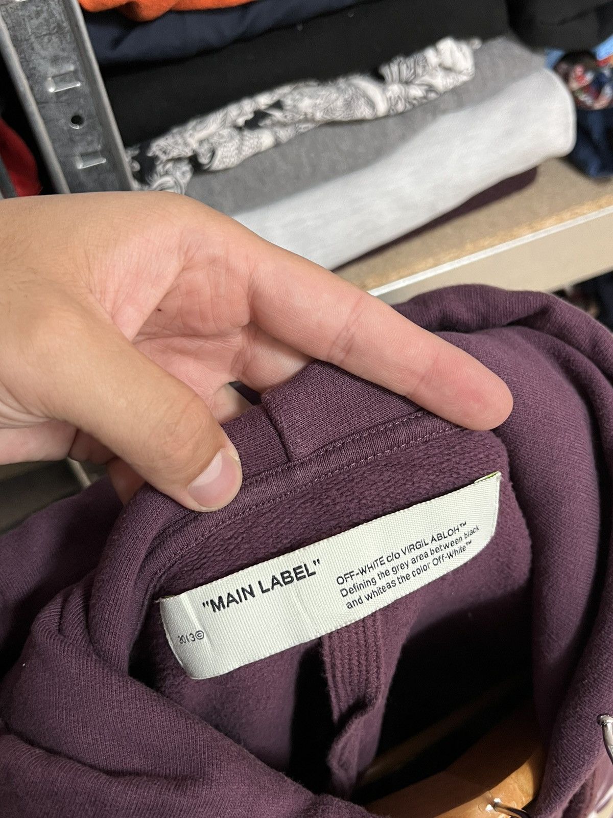 Off-White Off White Big Logo Tape Arrows Burgundy Hoodie Virgil Abloh Size US XXS / EU 40 - 6 Thumbnail