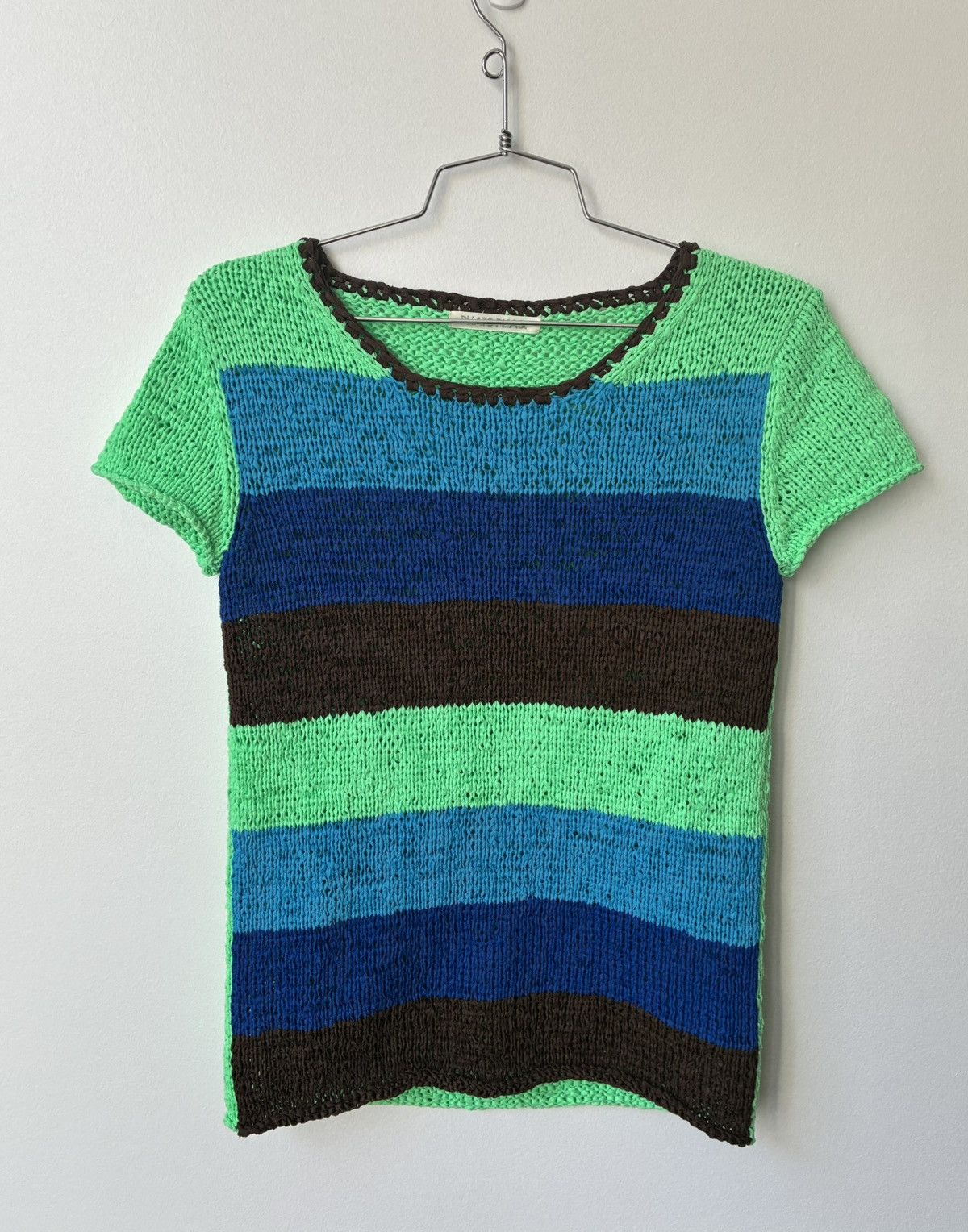 Pleats Please Issey Miyake Pleats Pleats Striped Crotchet Knit Short Sleeve Top Size M / US 6-8 / IT 42-44 - 15 Thumbnail