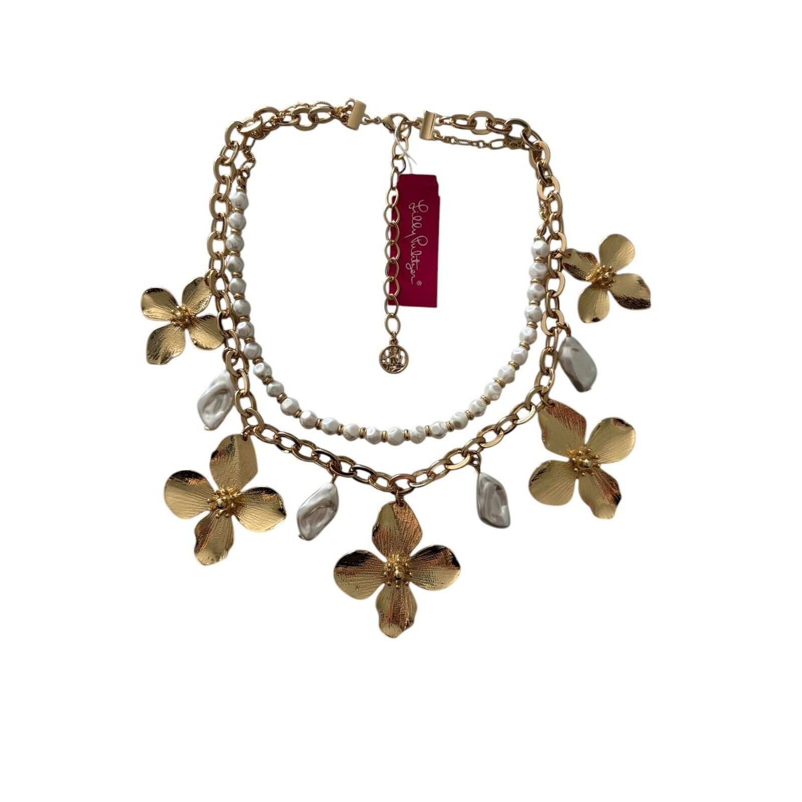 Lilly Pulitzer Lilly Pulitzer Necklace Via Flora Gold Metallic Faux Pearls Size ONE SIZE - 4 Thumbnail