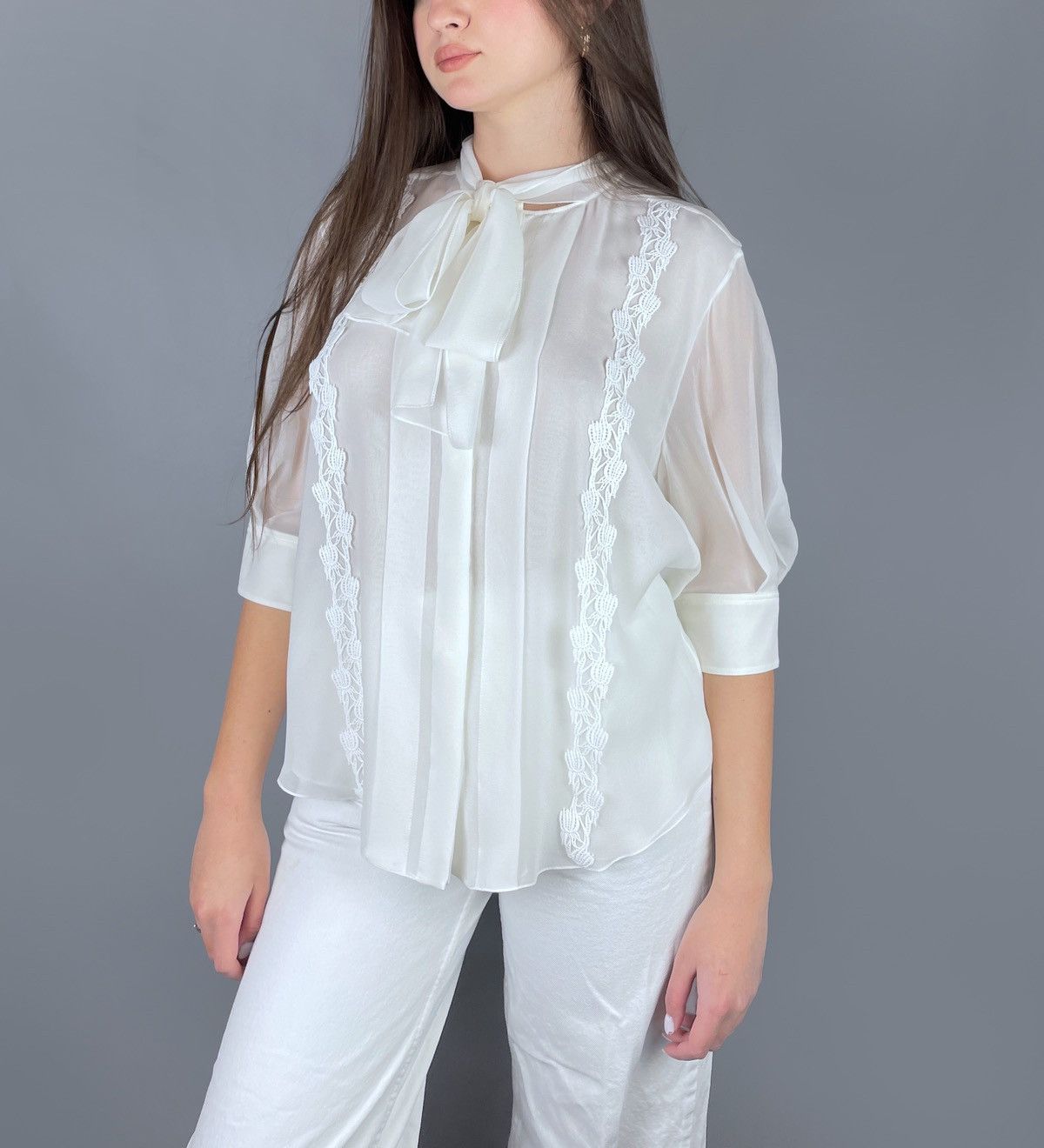 Chloe Chloé Scarf Neck Silk 3/4 Sleeves Shirt Size 44 RRP 1300$ Size L / US 10 / IT 46 - 2 Thumbnail
