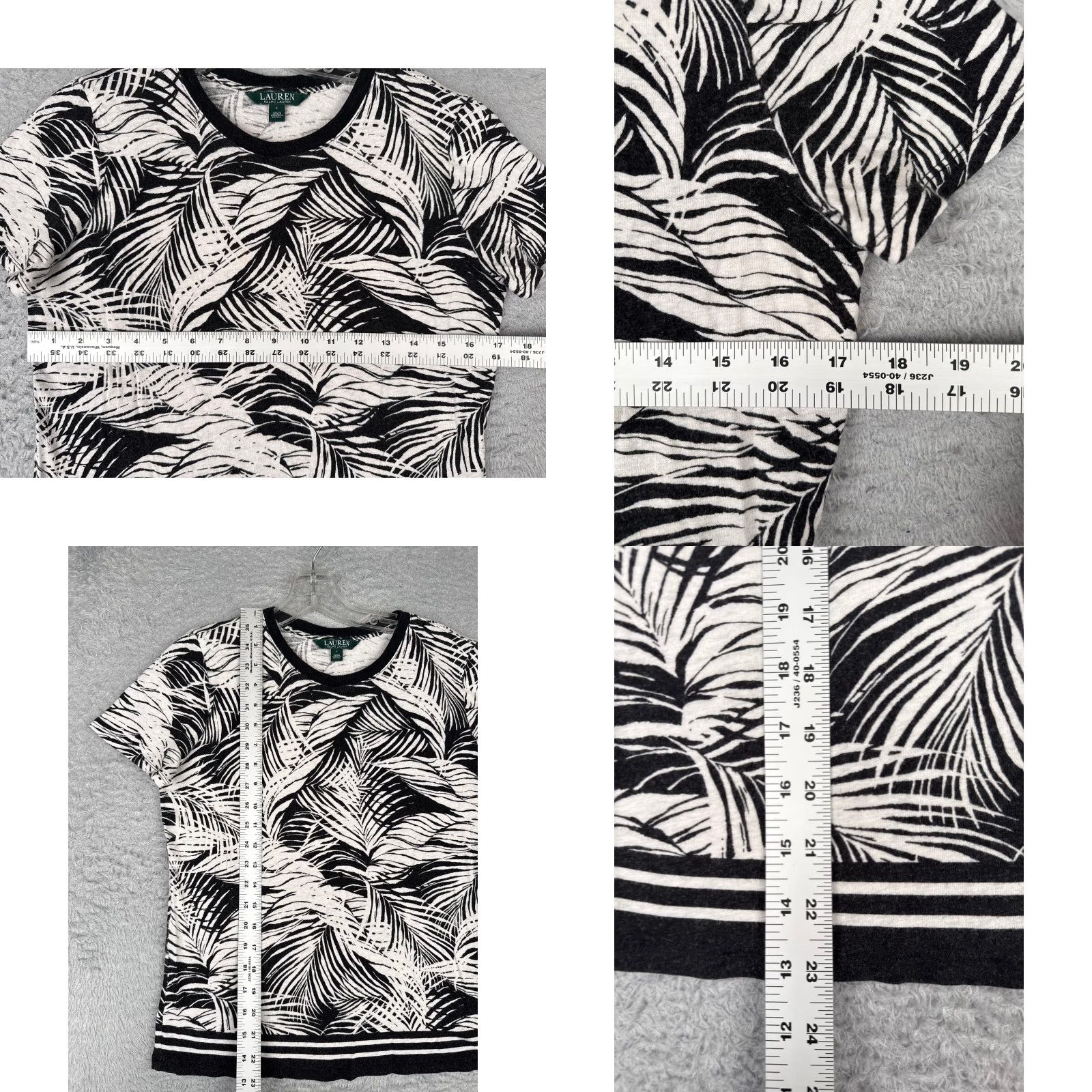 Ralph Lauren VINTAGE Lauren Ralph Lauren Shirt Women L Black Floral Crew Neck Linen Blend Size L / US 10 / IT 46 - 8 Thumbnail