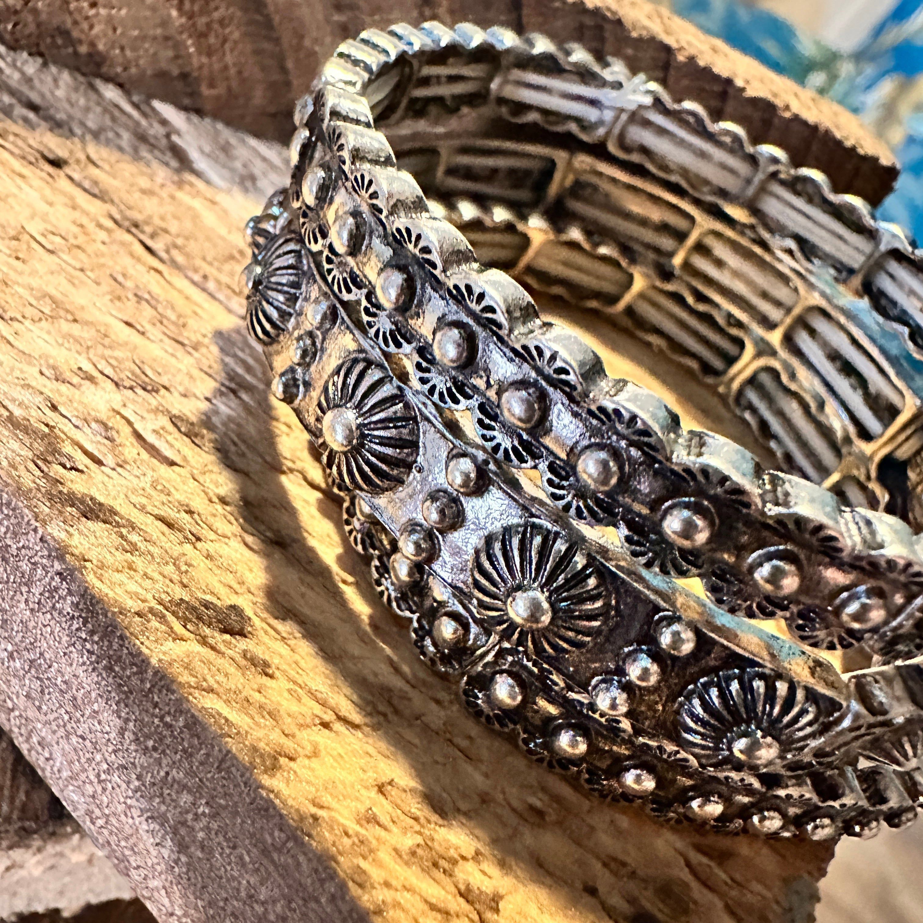 Other Boho Vintage Chic Southwestern Concho Elastic Bracelets, Set Size ONE SIZE - 6 Thumbnail