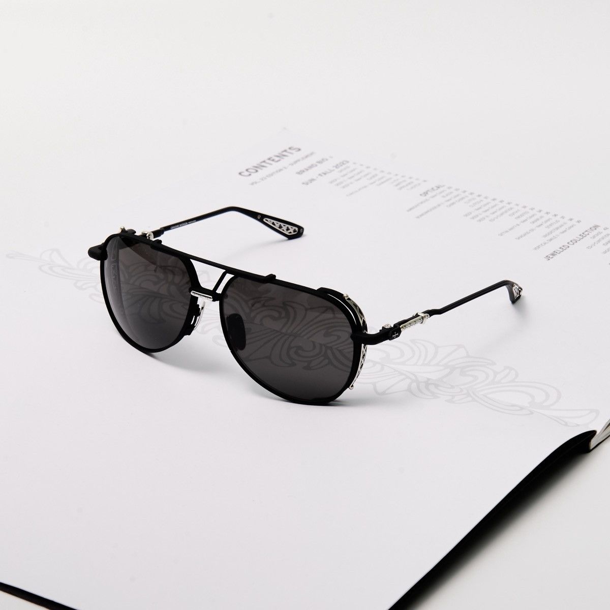 Chrome Hearts CHROME HEARTS BOXEDEN MATTE BLACK/ SHINY SILVER SUNGLASSES Size ONE SIZE - 1 Thumbnail