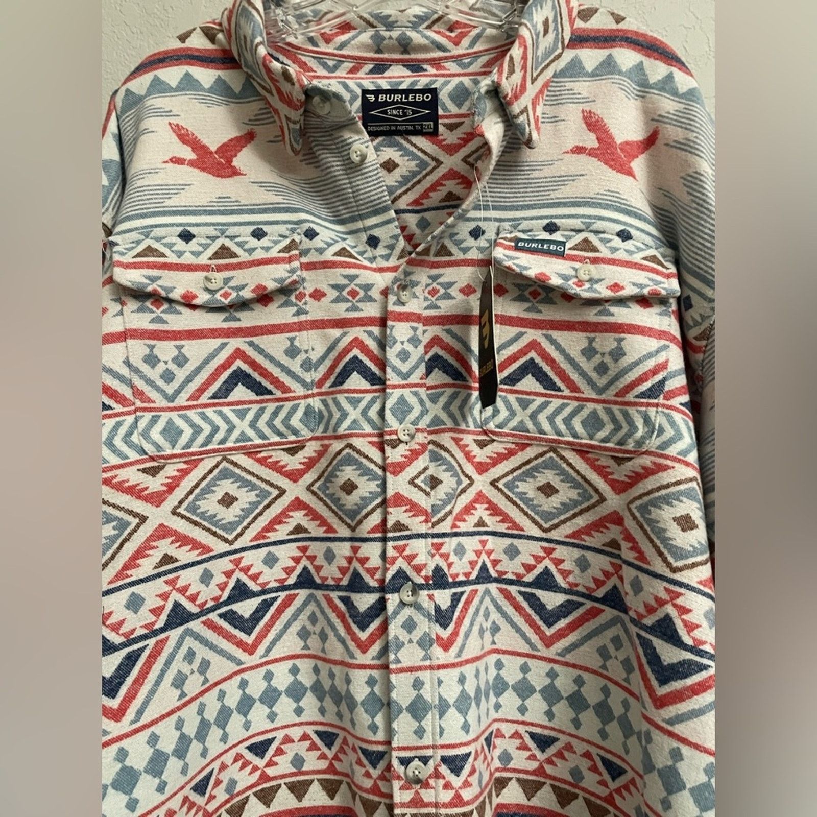 Other Burlebo Heavyweight Flannel Shirt Flying Duck Aztec Men 2XL Size US XXL / EU 58 / 5 - 4 Thumbnail