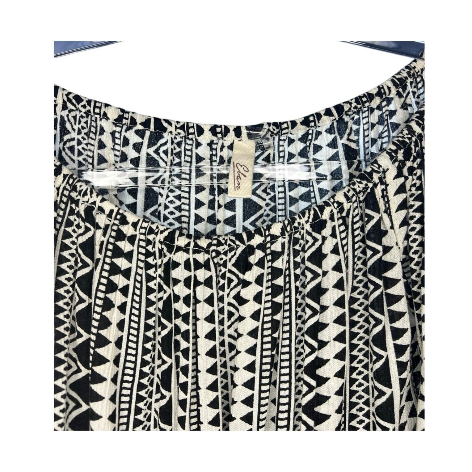 ELAN Elan Boho Tie Front Flutter Sleeve Crop Top Cream Black S Size S / US 4 / IT 40 - 5 Thumbnail