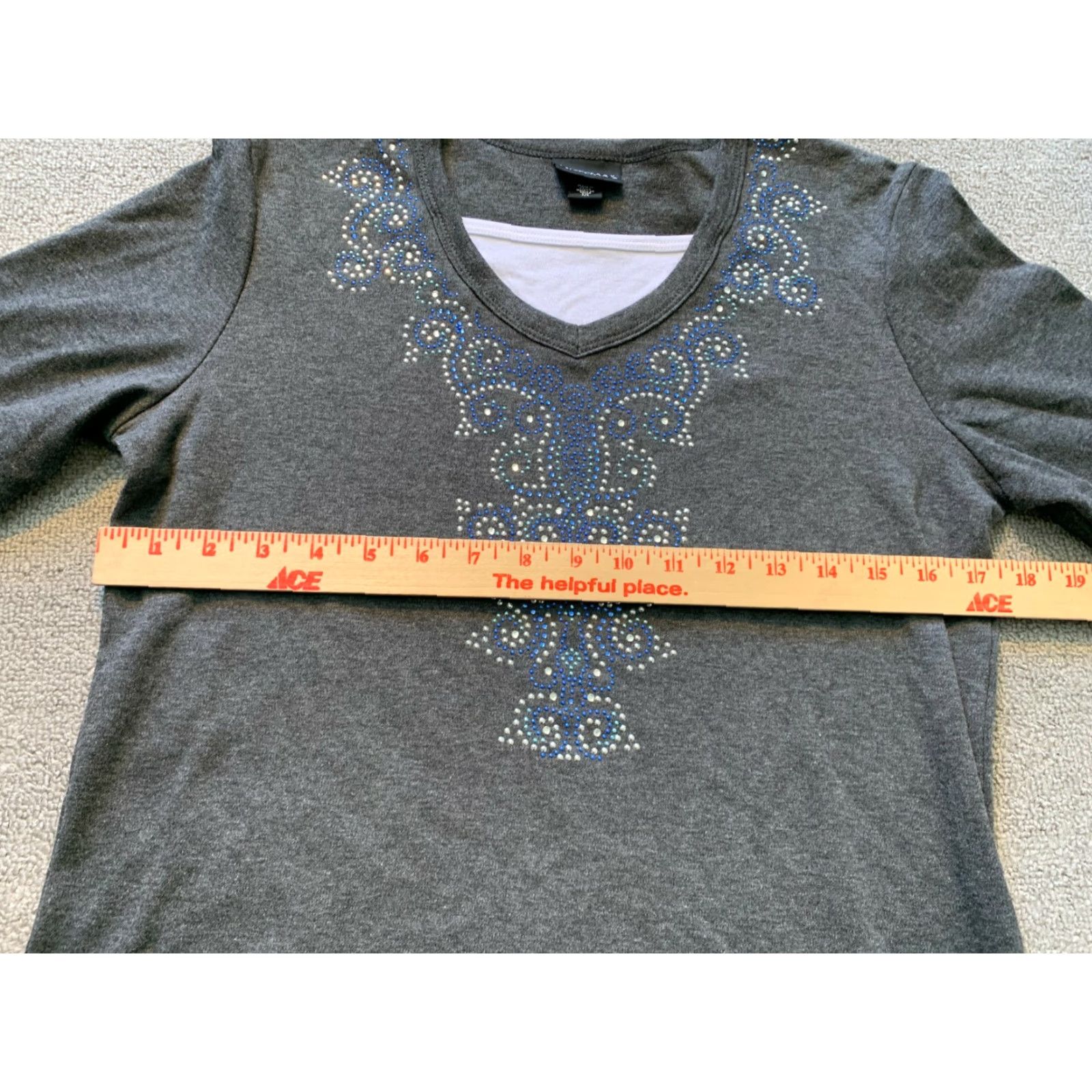 Vintage Morning Sun Womens Small S 3/4 Sleeve Beaded Neckline Gray Top Size S / US 4 / IT 40 - 5 Thumbnail