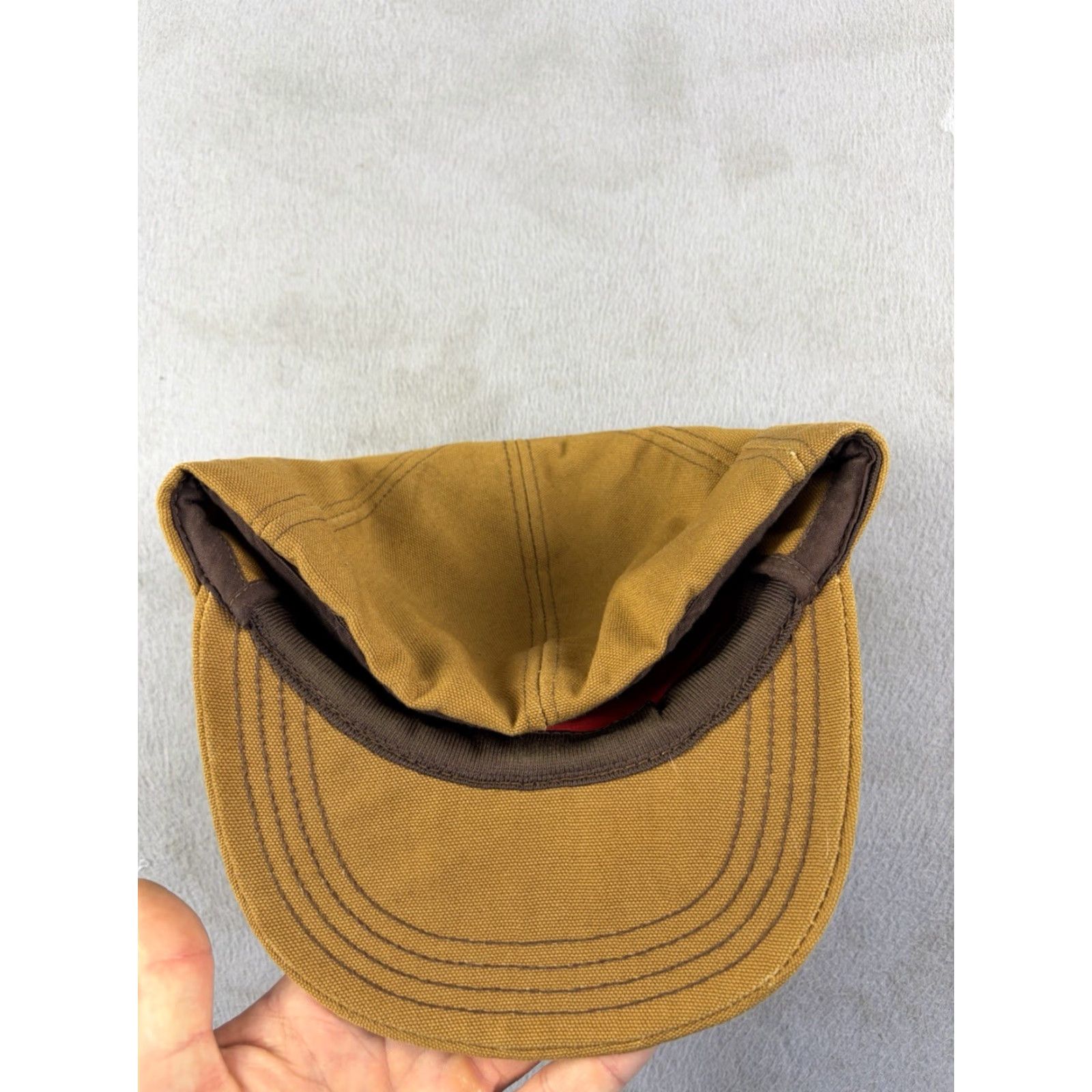 Carhartt VINTAGE Carhartt Hat Cap Trapper Hat Ear Flap Insulated USA Made Medium M Brown Cotton Men Cap Winter 90s Size ONE SIZE - 4 Thumbnail