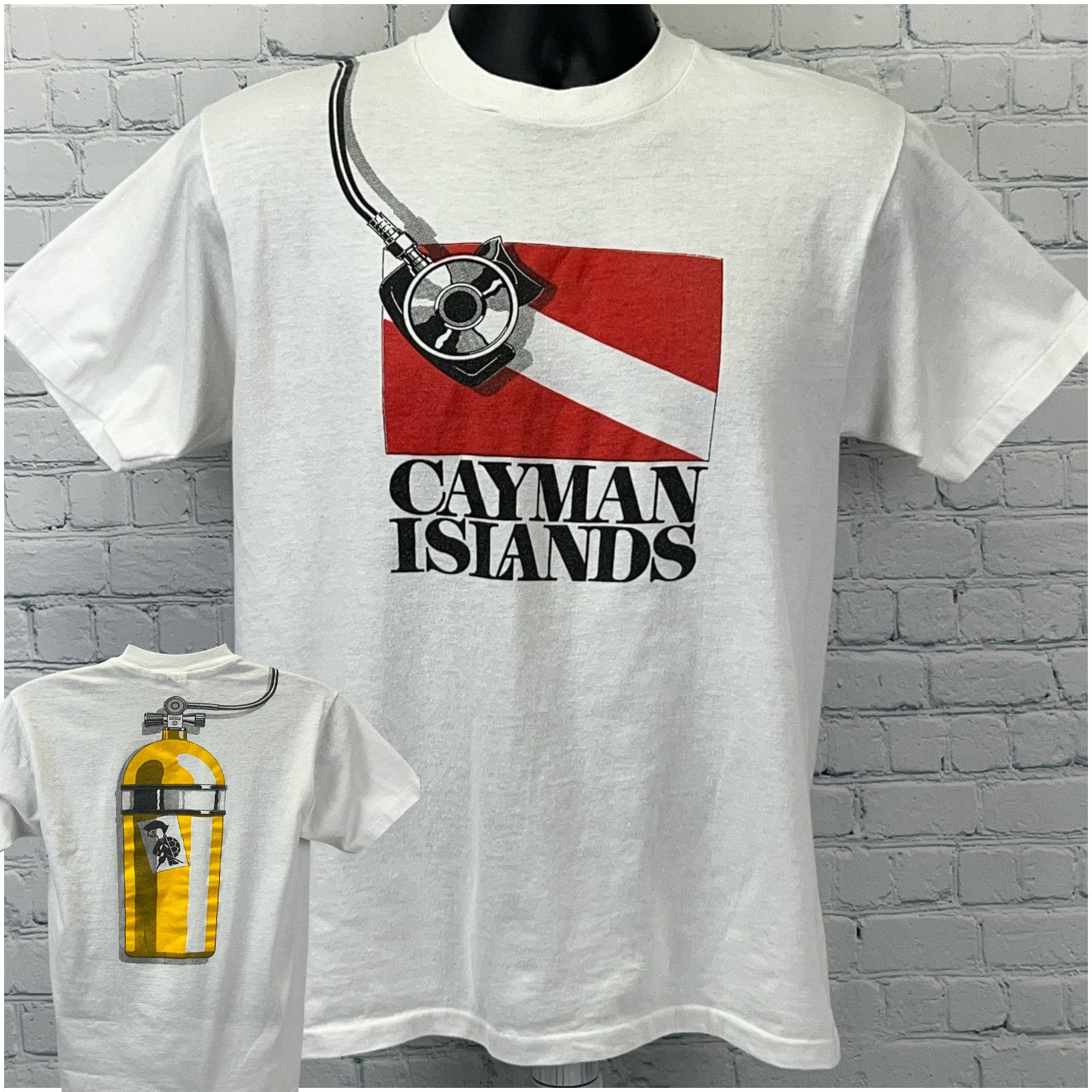 Hanes Vintage 80s SCUBA Diving Cayman Islands T Shirt White M Size US M / EU 48-50 / 2 - 1 Thumbnail