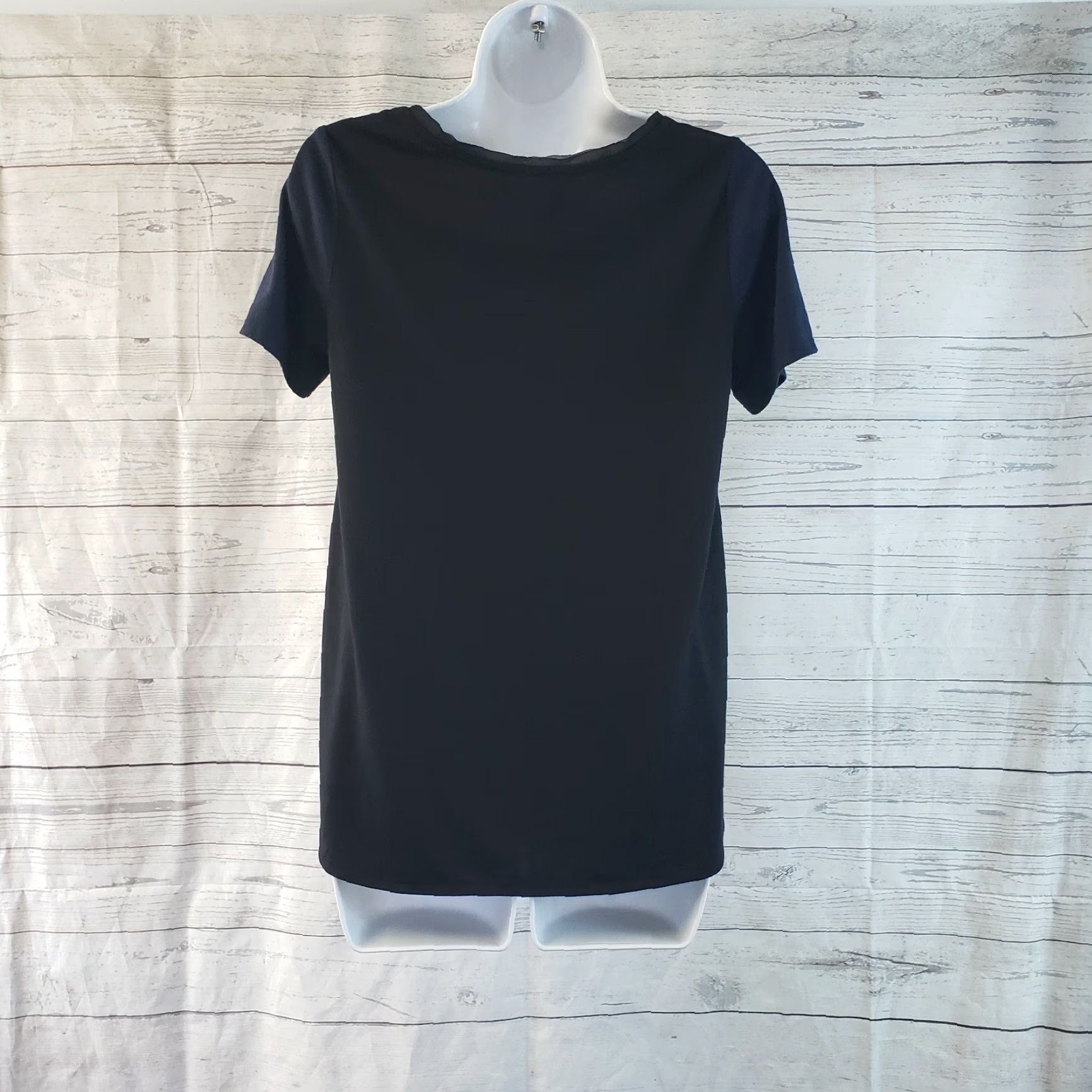 Vintage Simply Vera Vera Wang Womens Shirt Sz Small Blue Black Floral Hem Short Sleeve Size S / US 4 / IT 40 - 4 Thumbnail