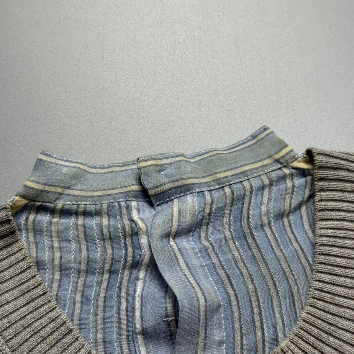 Sacai Sacai - Gray Knit & Blue Striped Organza Sweater Size ONE SIZE - 12 Thumbnail