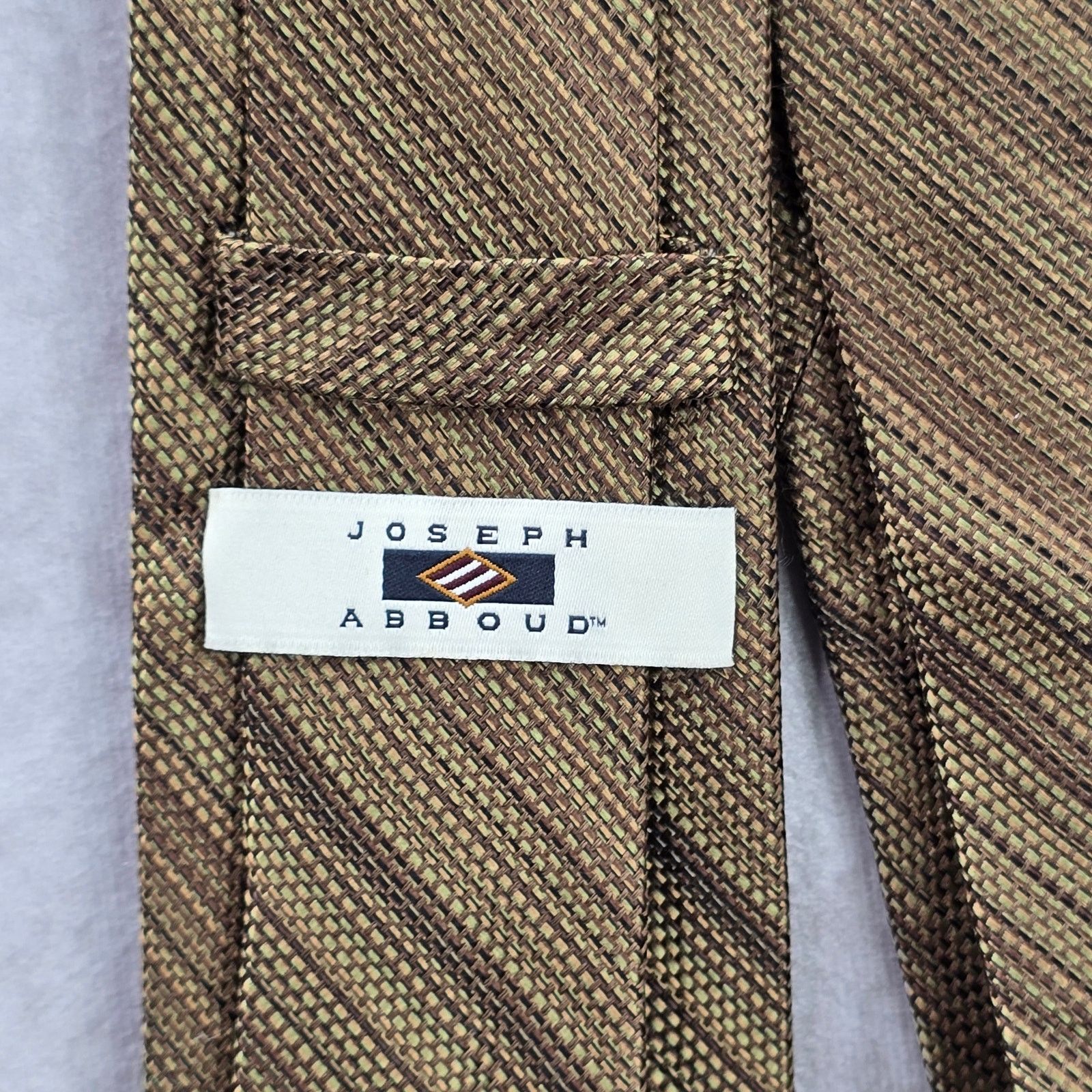 Joseph Abboud Joseph Abboud Brown Stripe Repp Geometric 100% Silk Neck Tie Size 30 - 4 Thumbnail