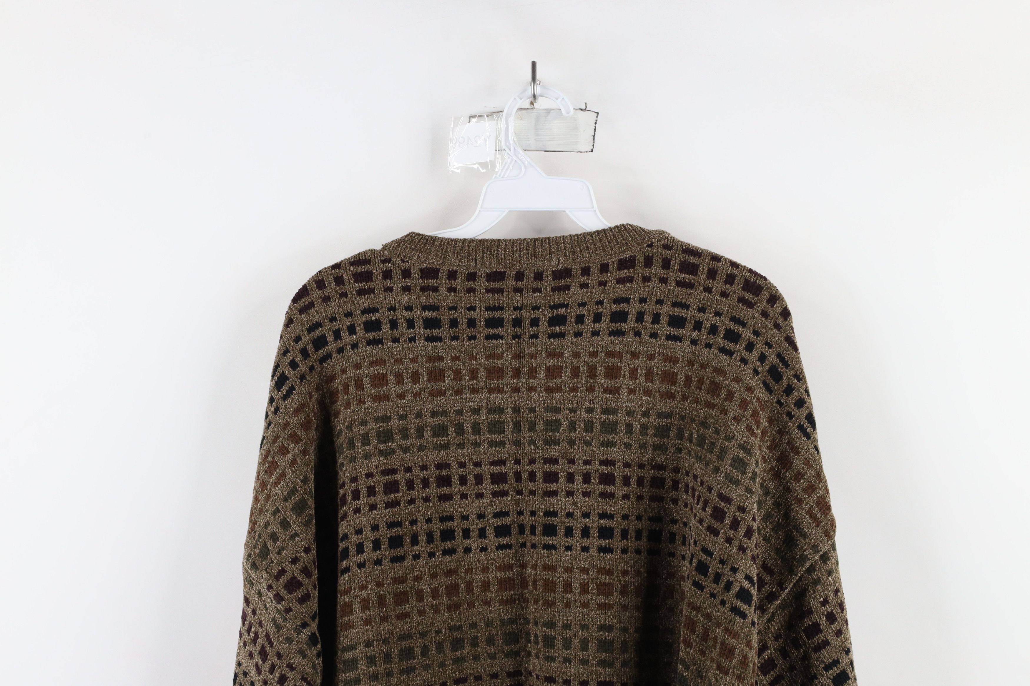 Vintage Vintage 90s Streetwear Tone Rainbow Checkered Fleece Sweater Size US XL / EU 56 / 4 - 9 Thumbnail