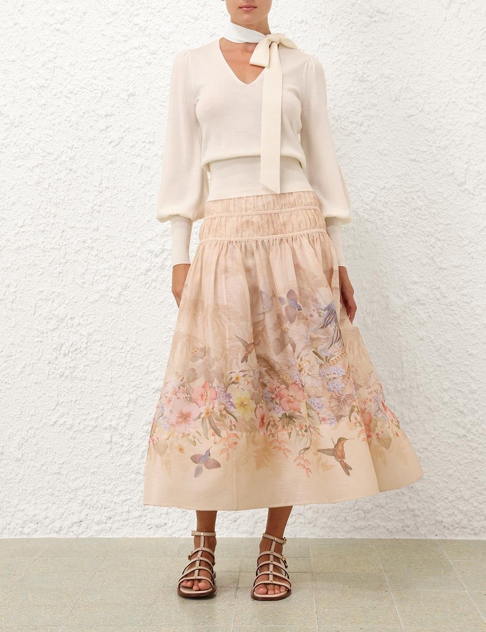 Zimmermann oc11z0226 Illuminate Drawn Midi Skirt In Multicolor Size 30" / US 8 / IT 44 - 7 Thumbnail