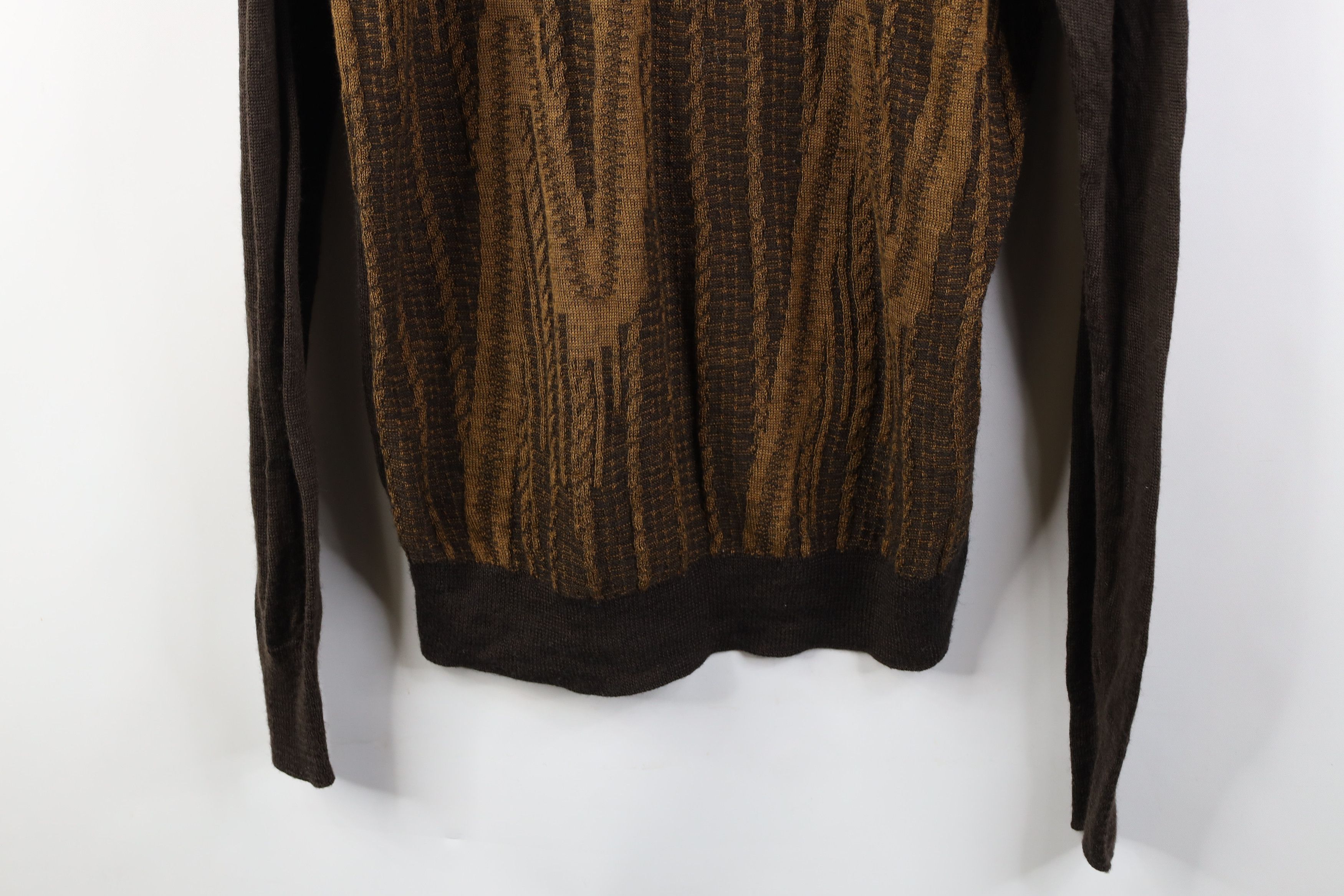 Vintage Vintage 90s Coogi Style Knit 1/4 Half Zip Sweater Earth Tone Size US L / EU 52-54 / 3 - 3 Thumbnail