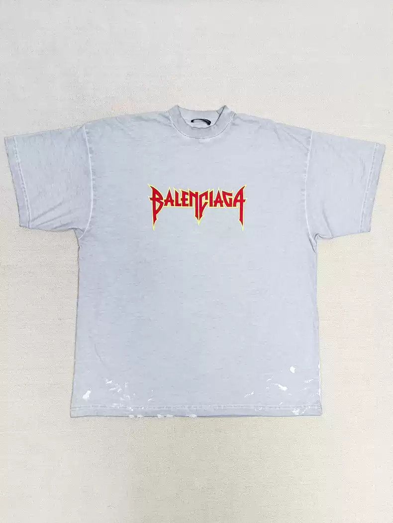 Balenciaga Balenciaga 22SS Lightning Flame Destruction Speckled Ink Short sleeved T-shirt Size US S / EU 44-46 / 1 - 1 Thumbnail