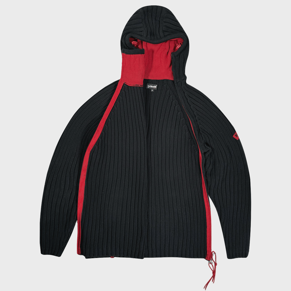 Schott × Vintage RARE 2000's vintage Schott Black Balaclava Knit Sweater Size US M / EU 48-50 / 2 - 5 Thumbnail