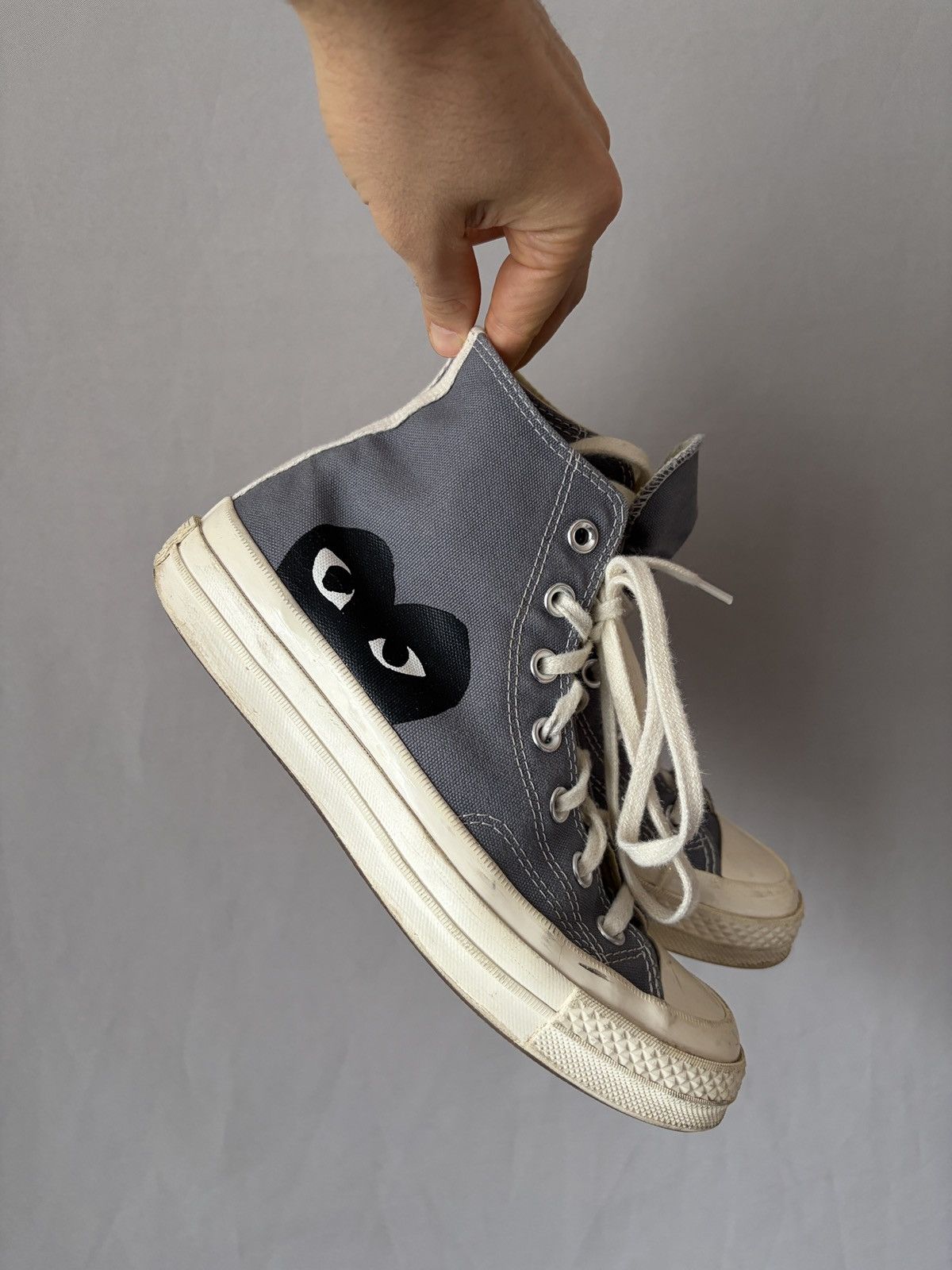 Comme des Garcons PLAY × Converse Comme Des Garcons Play x Converse Gray Hi-top Sneakers Size US 7 / IT 37 - 1 Thumbnail