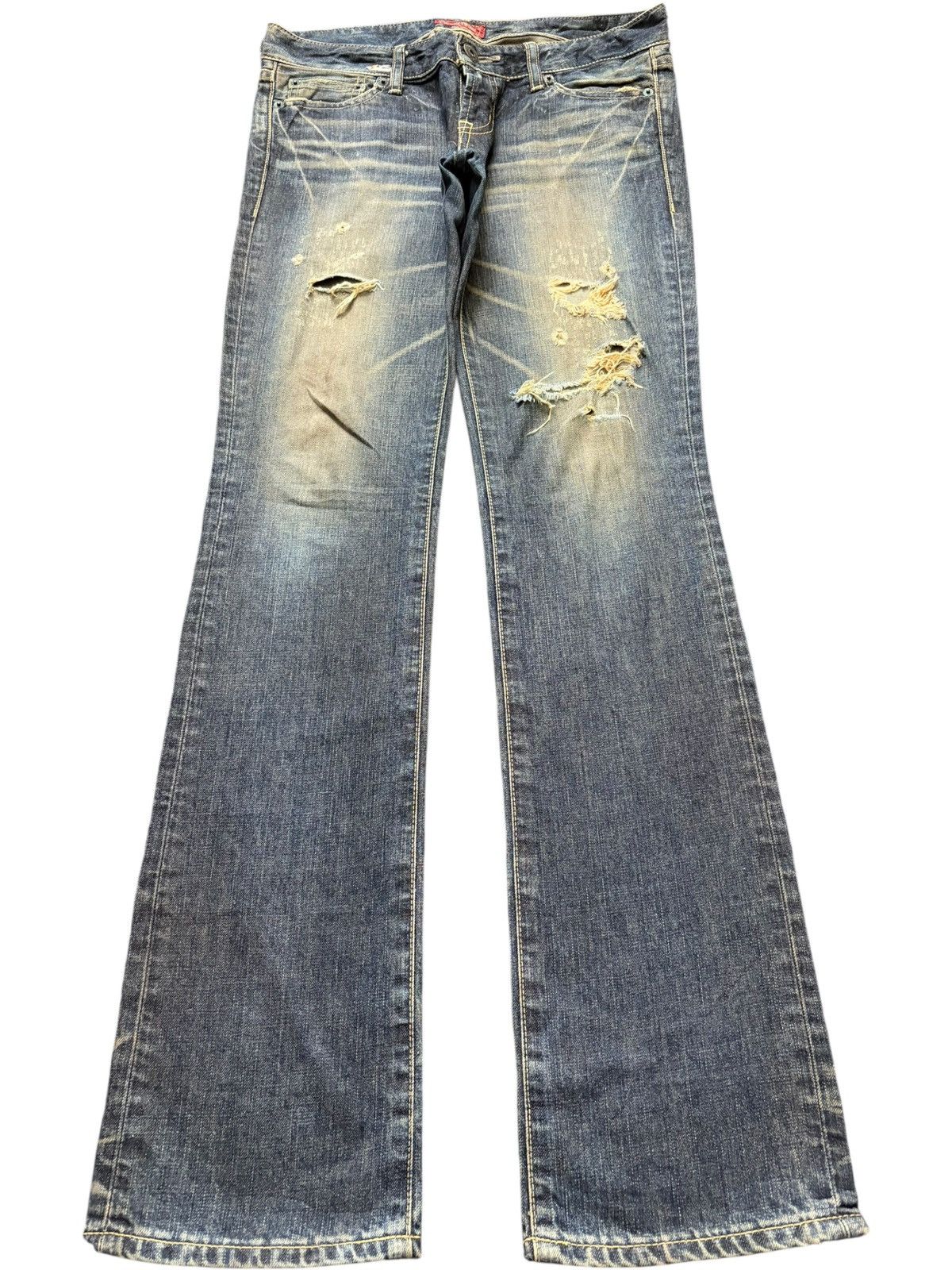 MOUSSY Vintage / Y2K Moussy Rusty Wash Distress Bootcut Jeans Size 31" - 1 Thumbnail