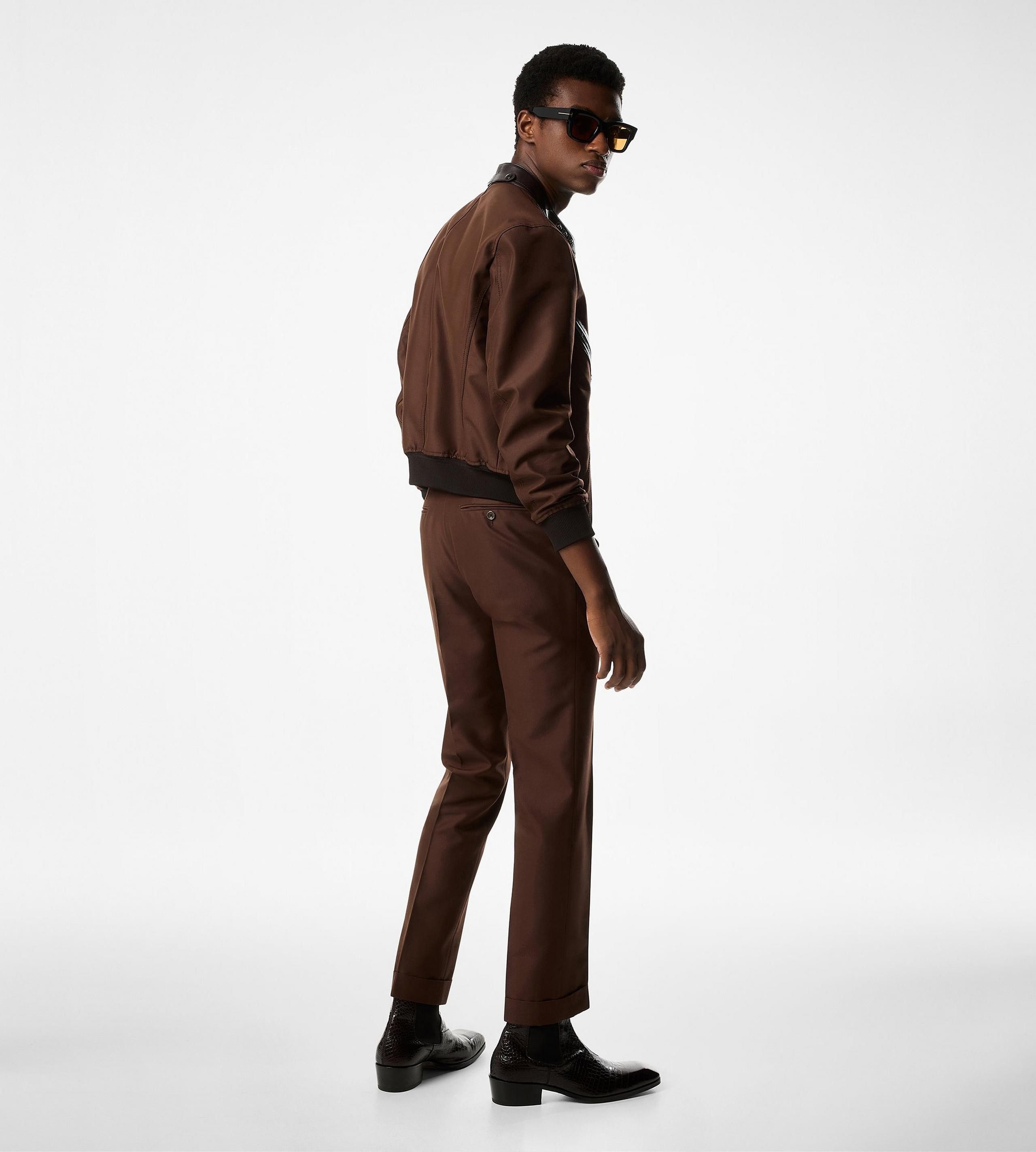 Tom Ford o1w1db10925 OBS027 Racer Bomber Wool Jacket in Chestnut Size US XL / EU 56 / 4 - 3 Thumbnail