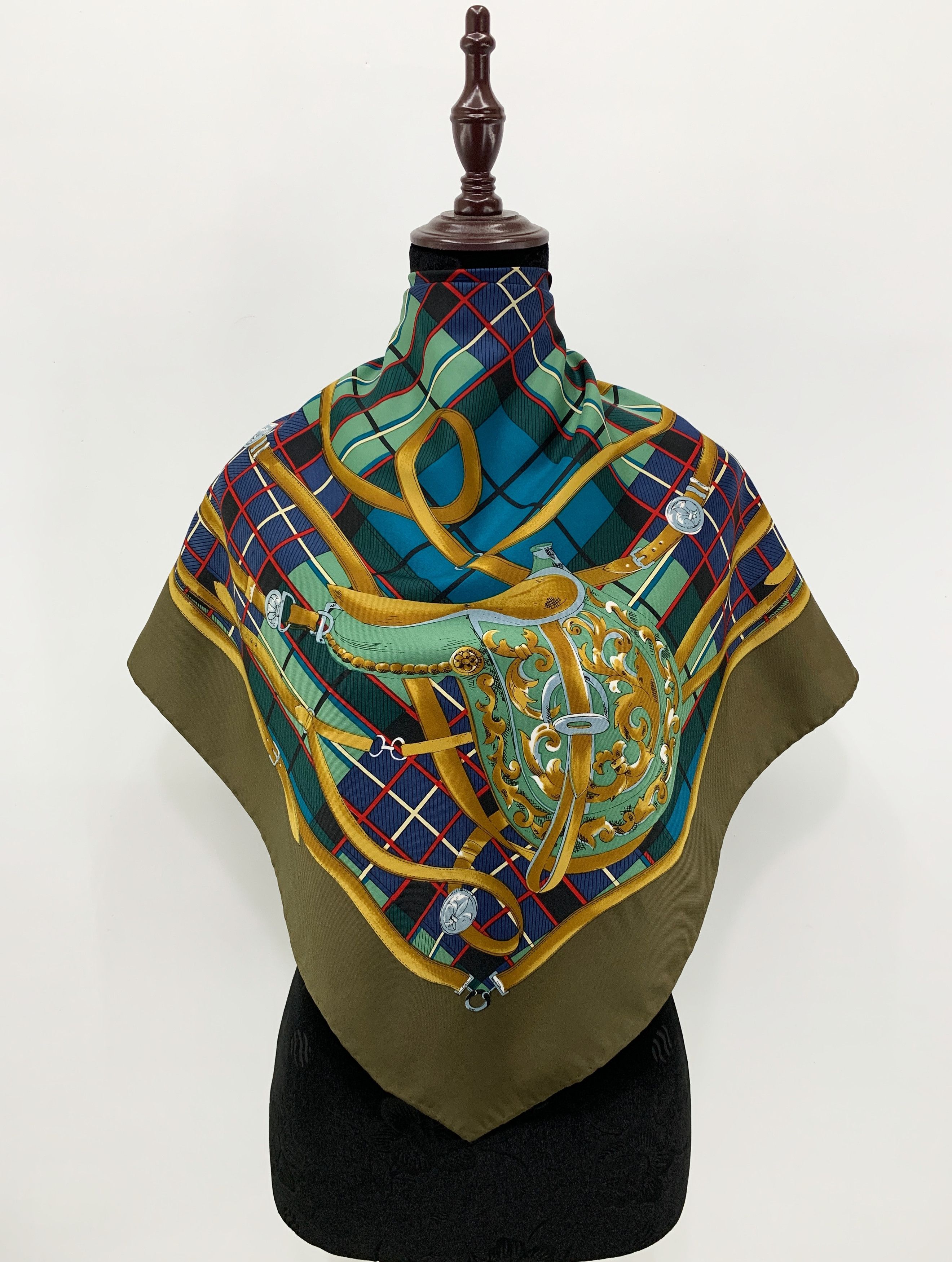 Vintage Saddle Silk Scarf Neckwear Foulard - SCA823